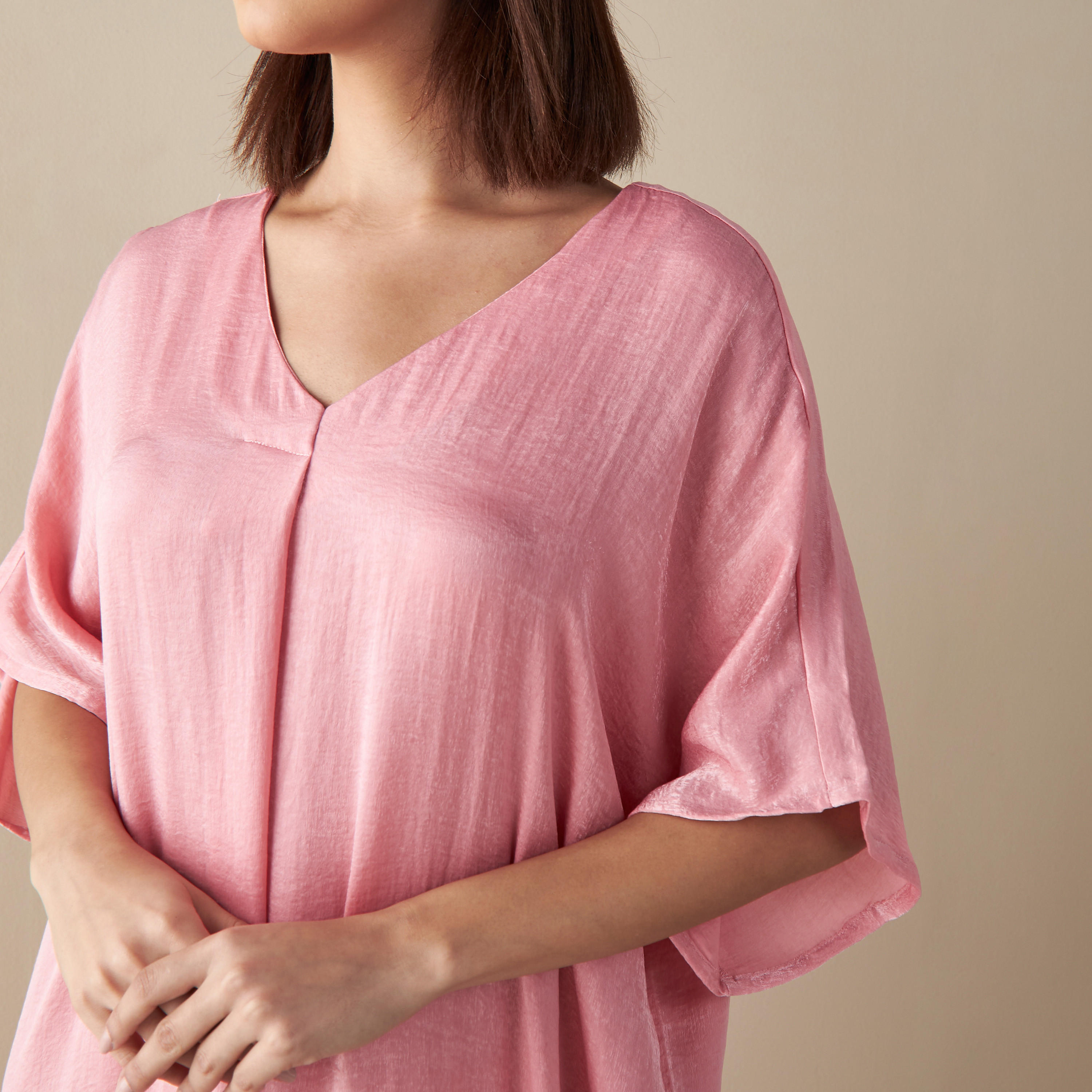 ثوب نوم قفطان ساتن مخمل بياقة v-women-clothing-nightwear-nighties-image-4