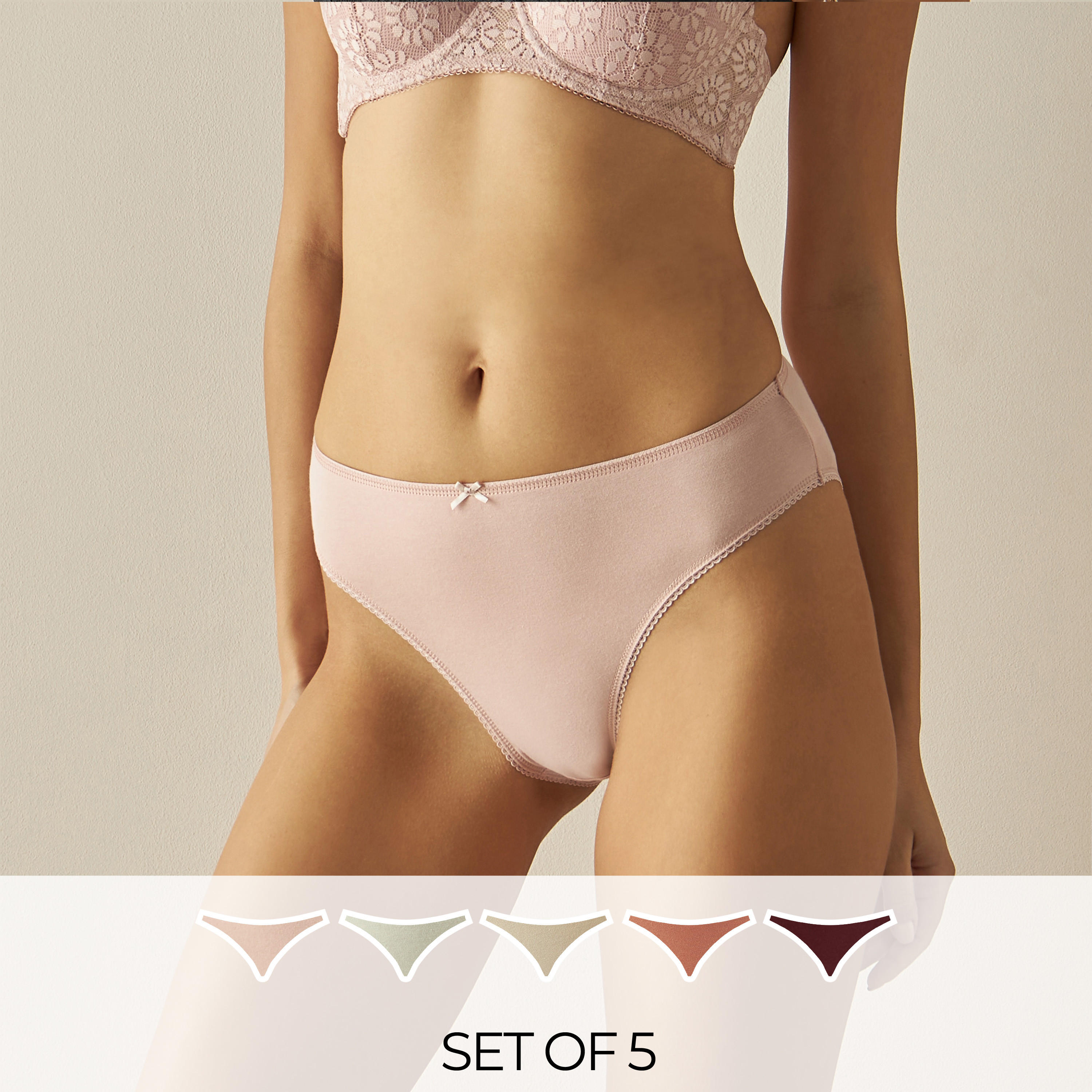 سراويل بكيني بخصر مطّاطي - طقم من 5 قطع-women-clothing-lingerie-panties-image-1