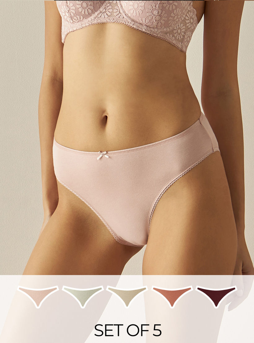 سراويل بكيني بخصر مطّاطي - طقم من 5 قطع-women-clothing-lingerie-panties-image-1
