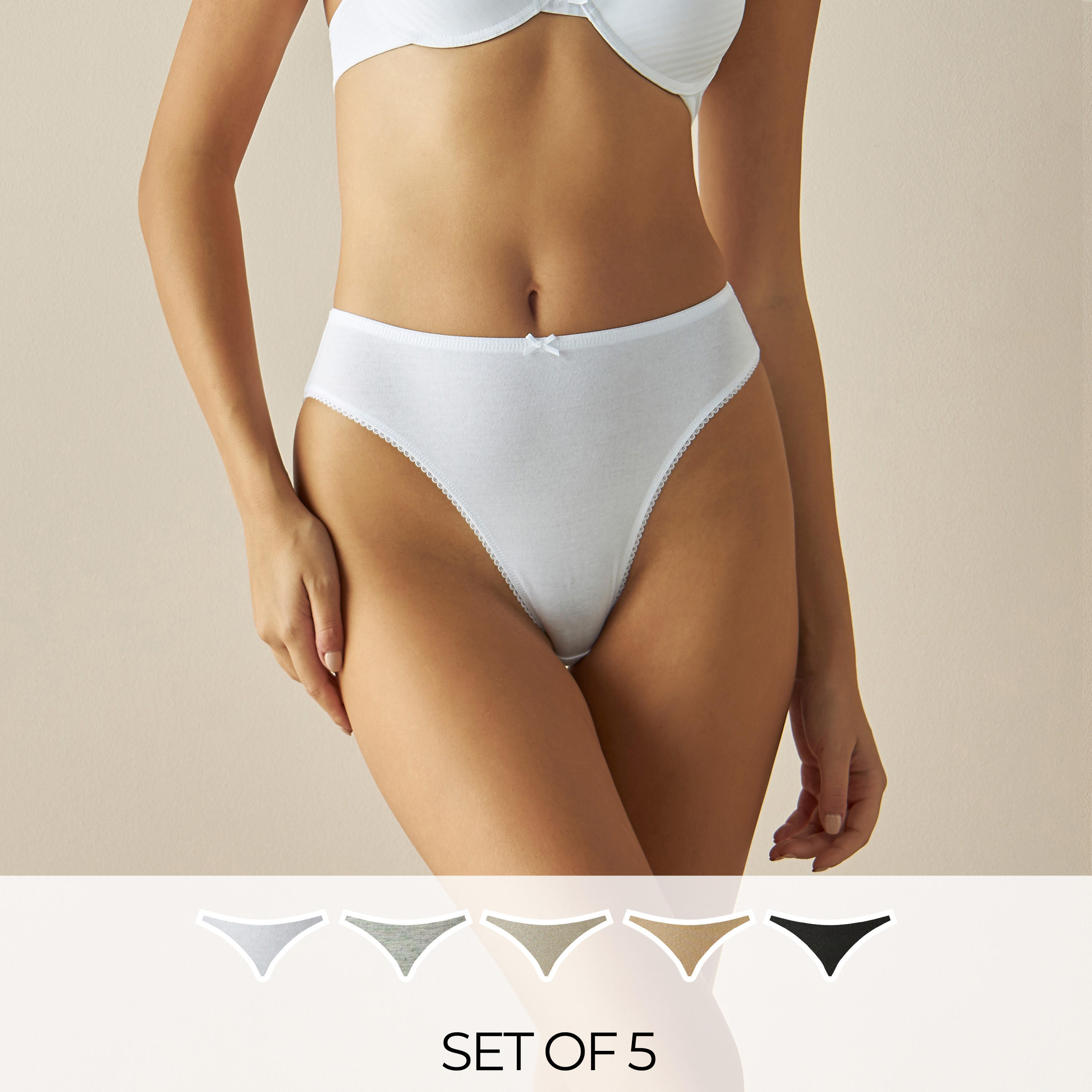 سراويل بكيني بخصر مطّاطي - طقم من 5 قطع-women-clothing-lingerie-panties-image-1