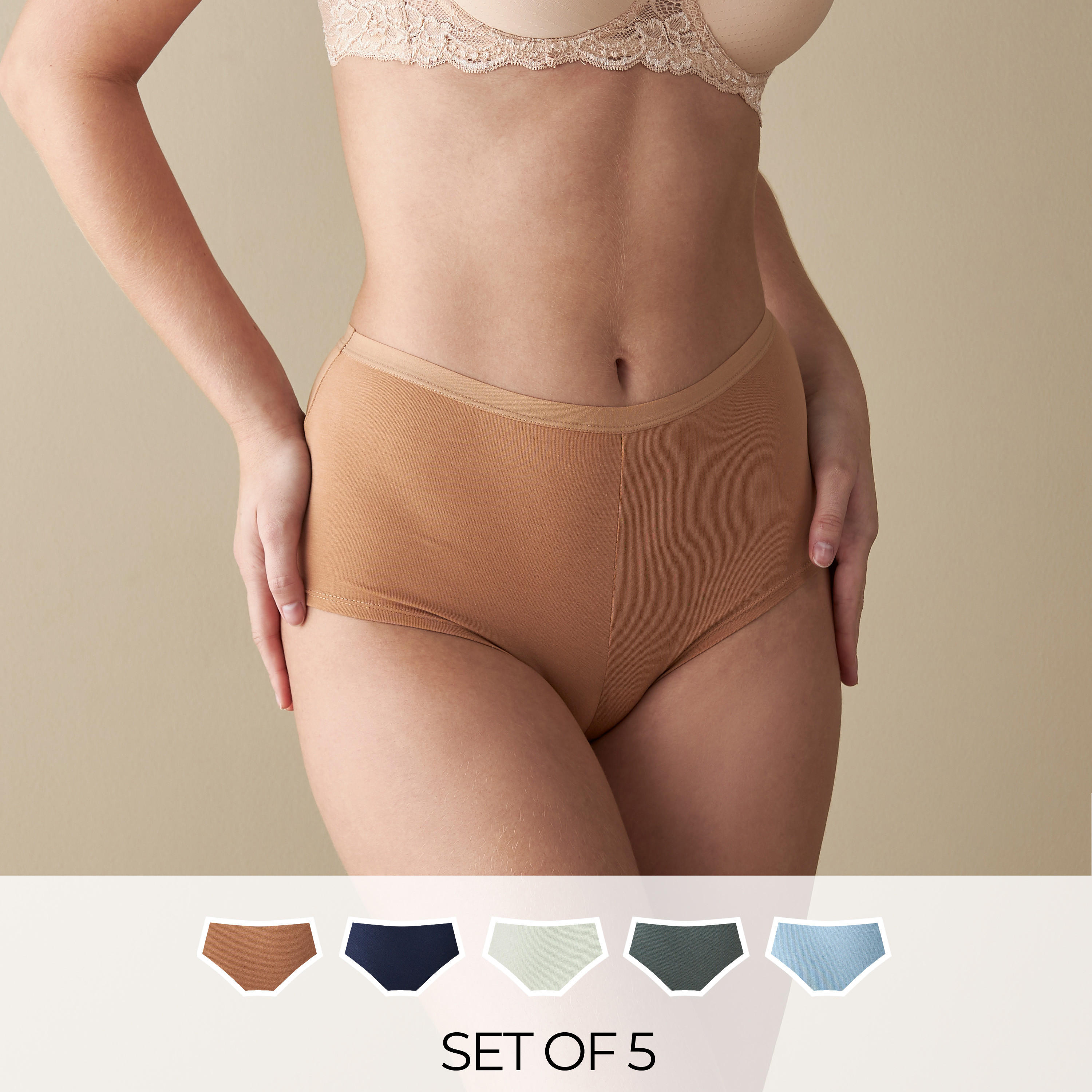 سراويل داخلية بخصر مطّاطي - طقم من 5 قطع-women-clothing-lingerie-panties-image-1