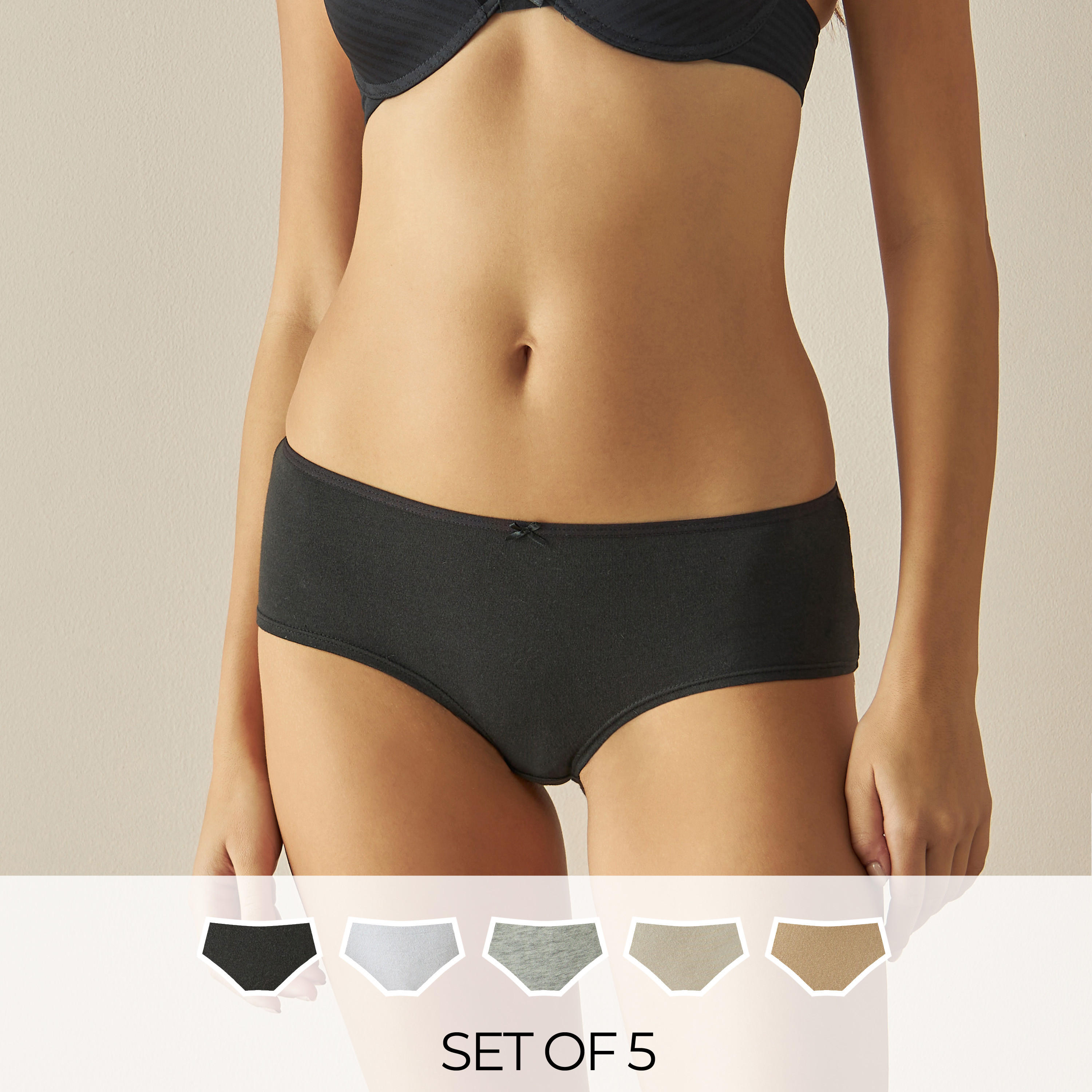 سراويل داخليّة بخصر مطاطي - طقم من 5 قطع-women-clothing-lingerie-panties-image-1
