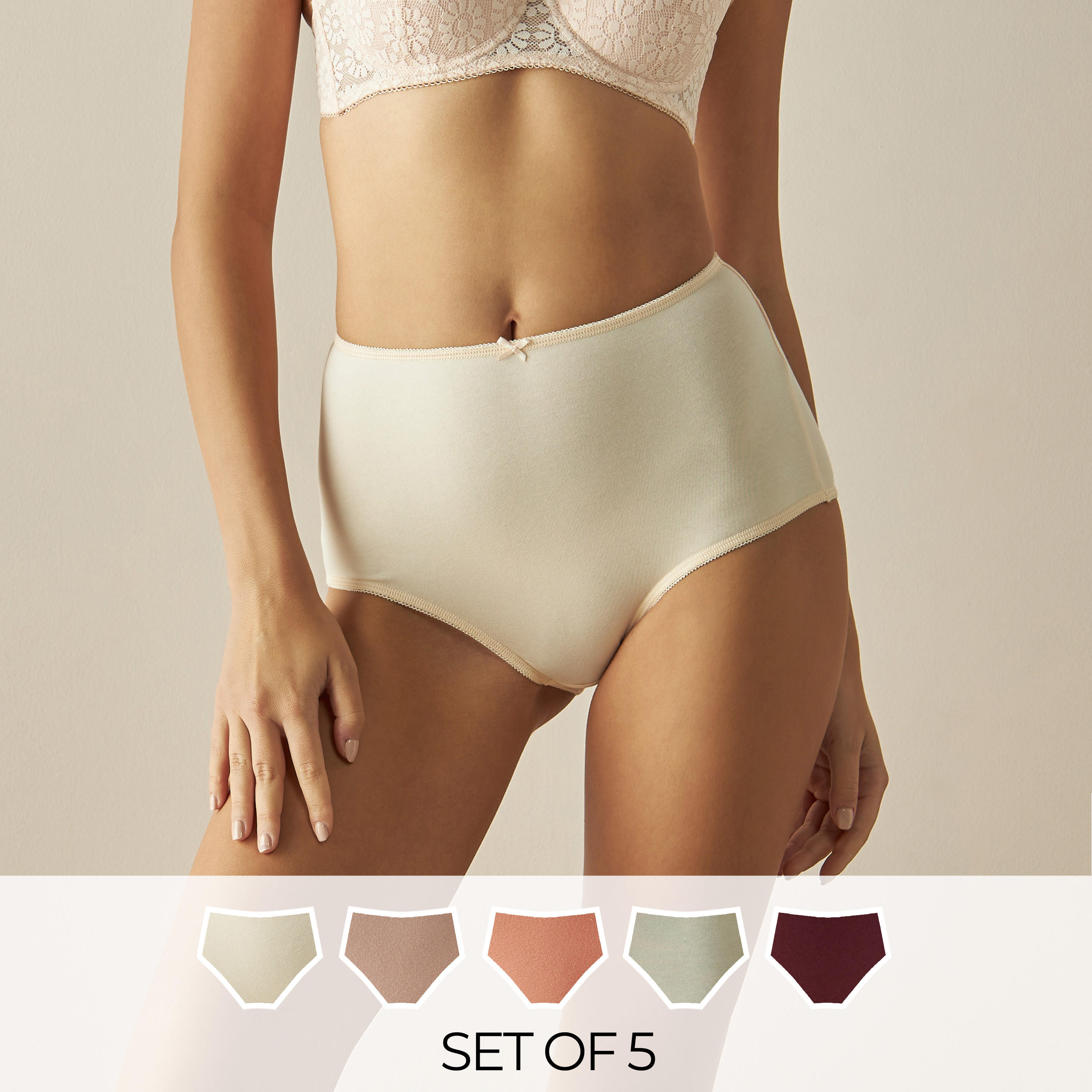 سراويل داخليّة بخصر مطاطي - طقم من 5 قطع-women-clothing-lingerie-panties-image-1