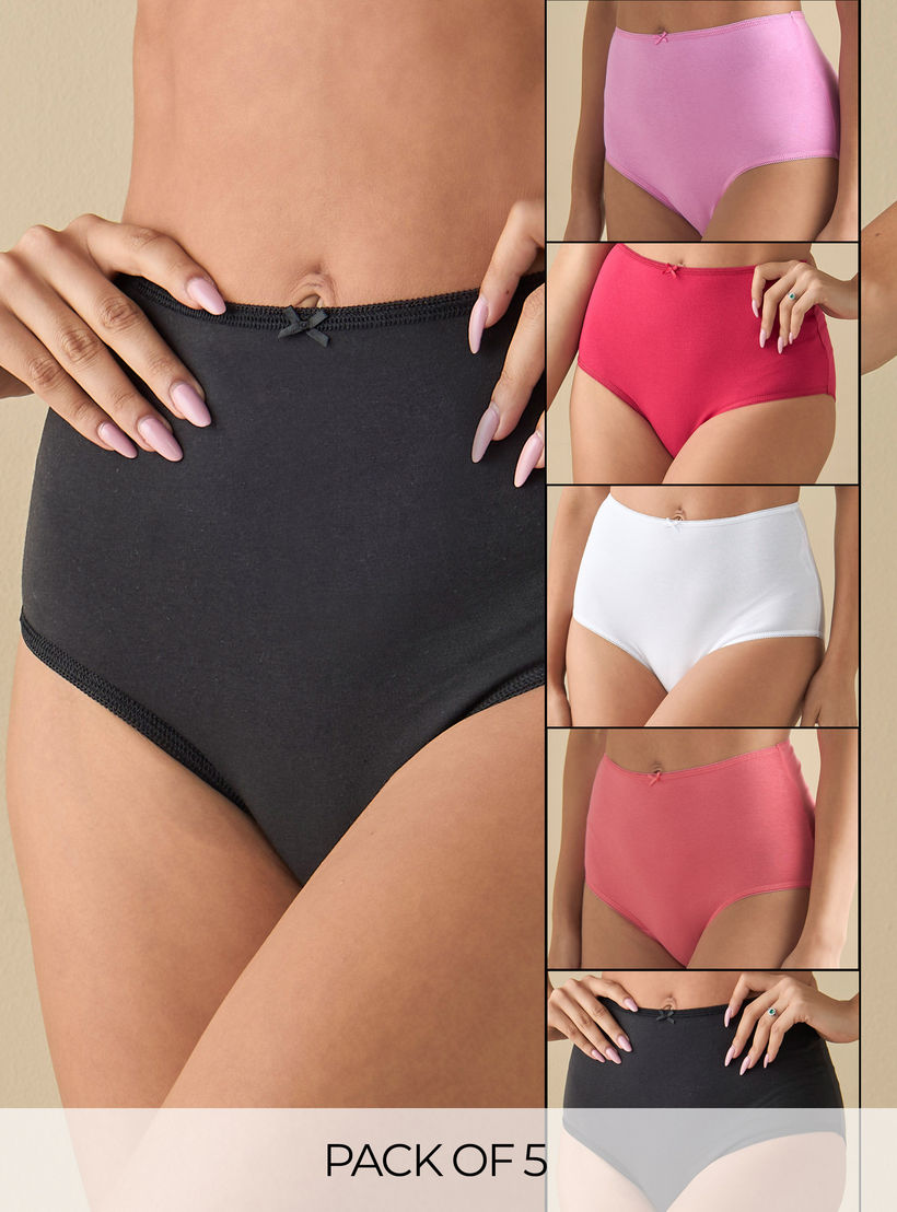 سراويل داخلية بفيونكة - طقم من 5 قطع-women-clothing-lingerie-panties-image-1