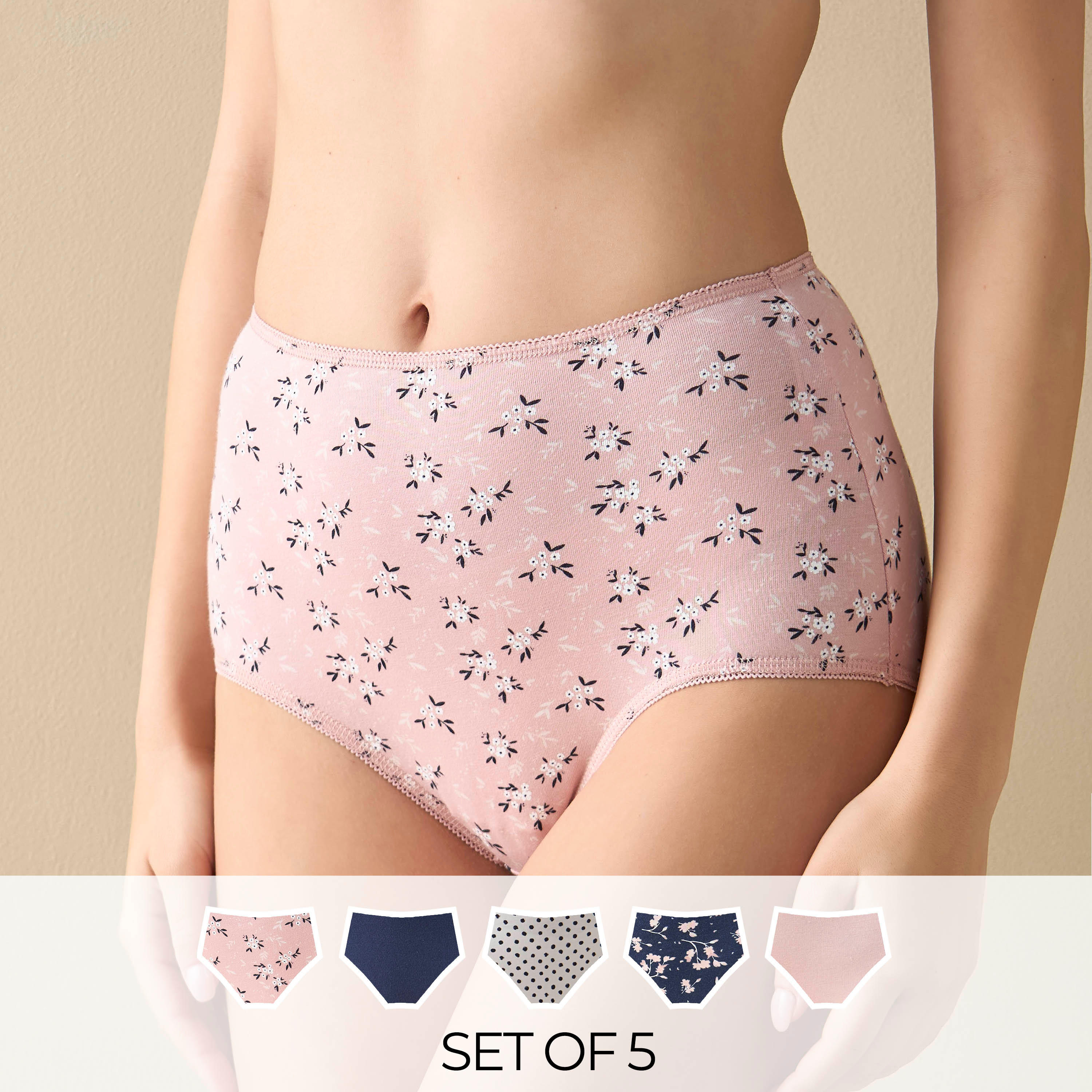 سراويل داخلية كاملة متنوعة - طقم 5 قطع-women-clothing-lingerie-panties-image-10