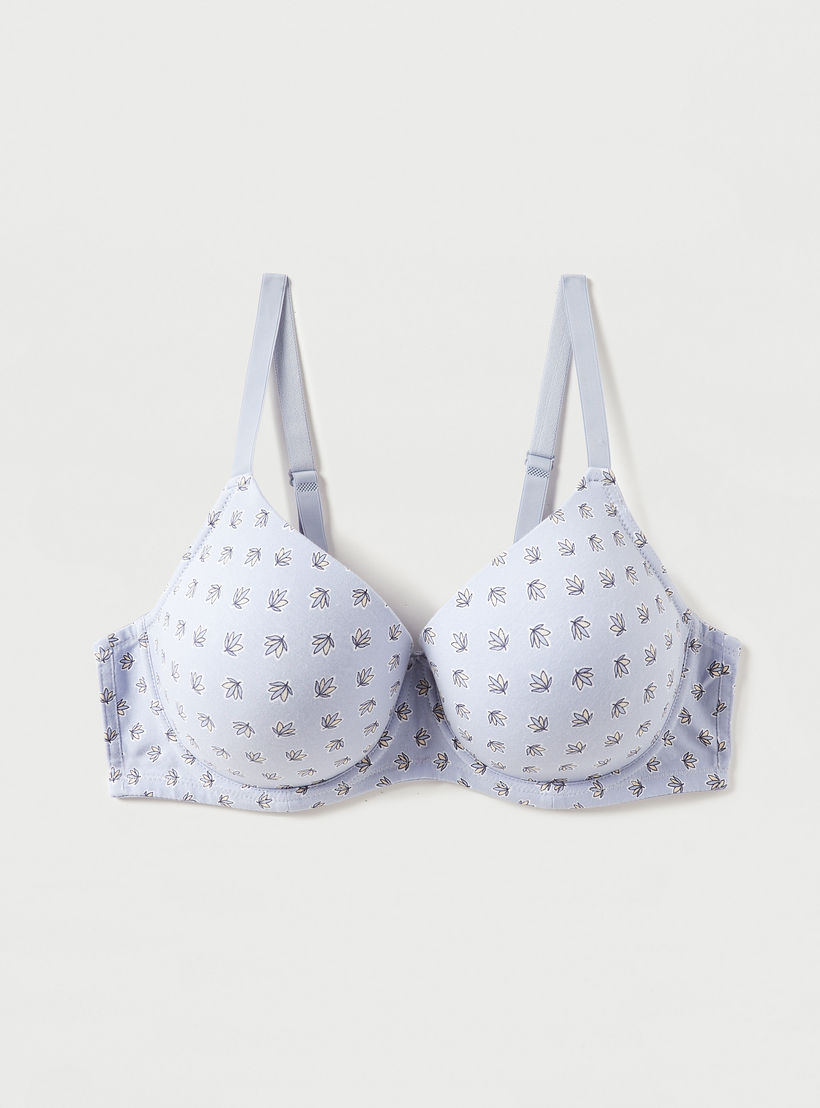 صدريّة قطن بسلك بشريط إغلاق وطبعات أزهار-women-clothing-lingerie-bras-image-1