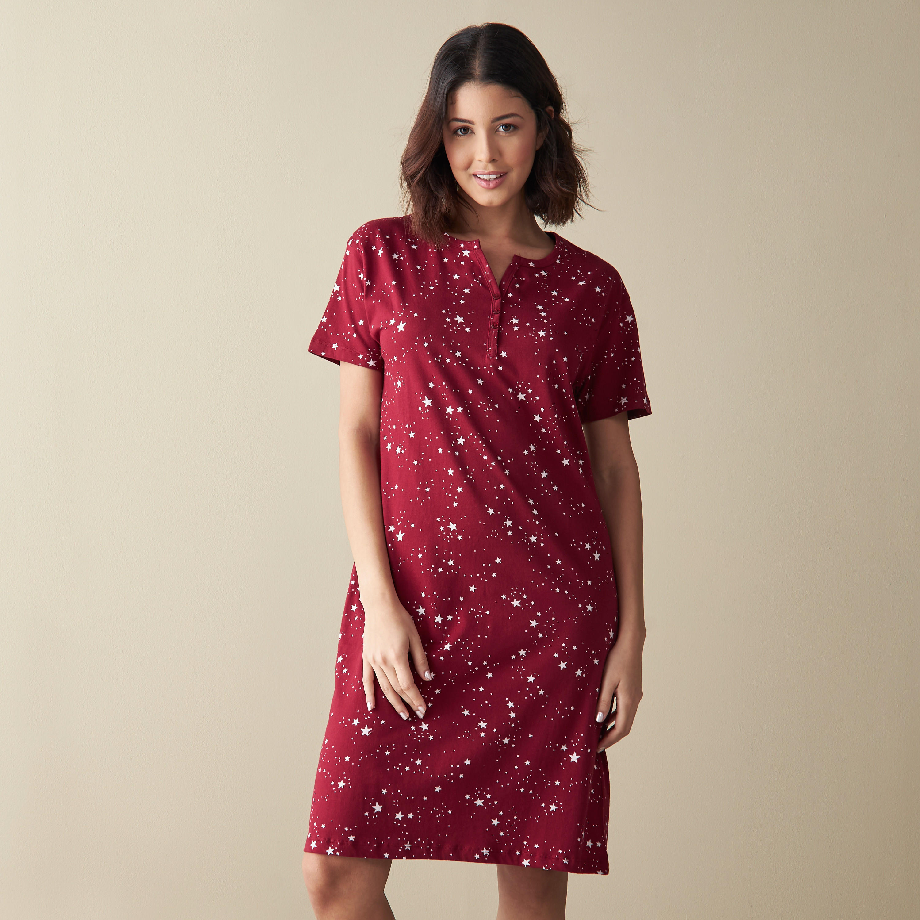 All-Over Star Print Sleepshirt-women-clothing-nightwear-nighties-image-1