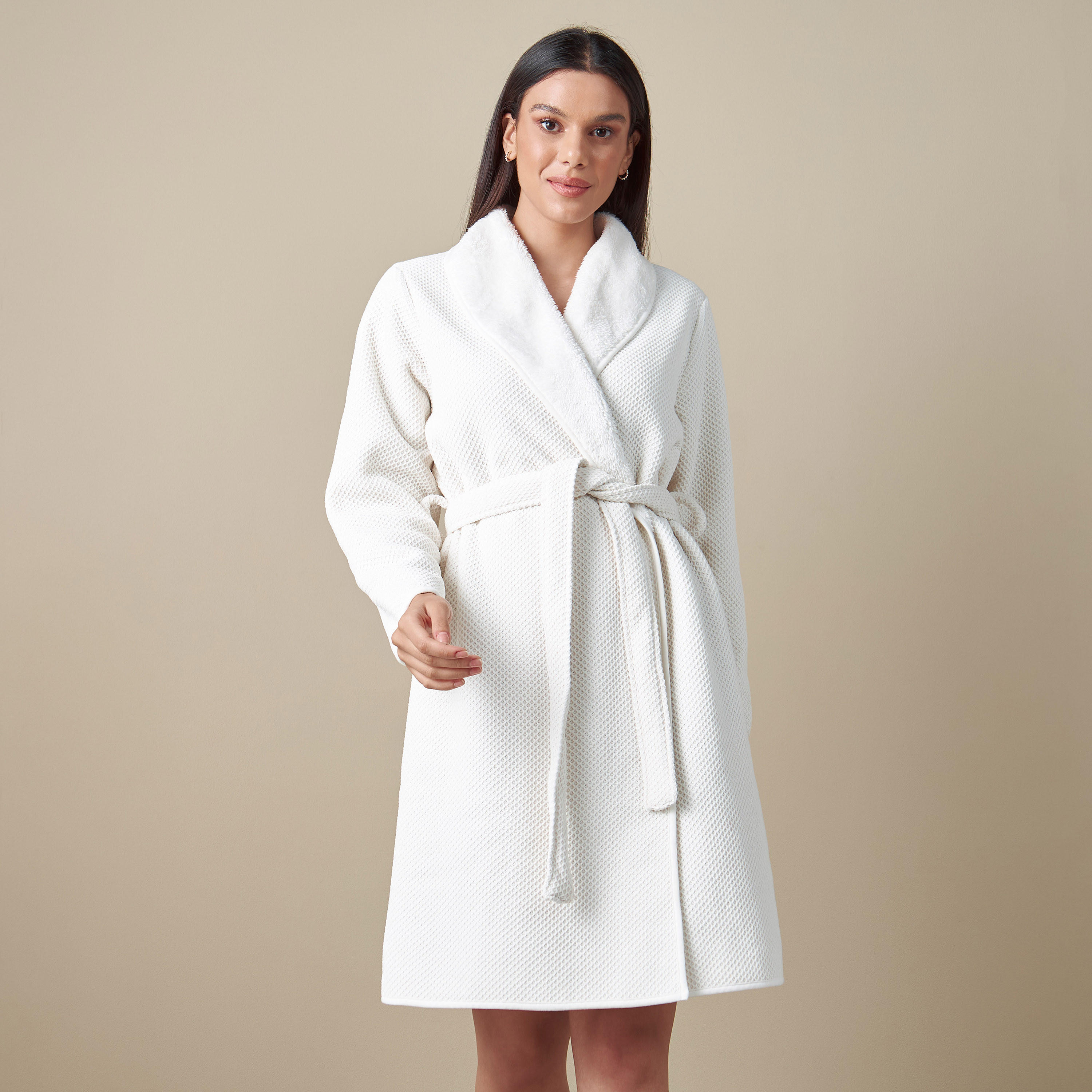 روب بارز الملمس بحزام ربط-women-clothing-nightwear-robes-image-4