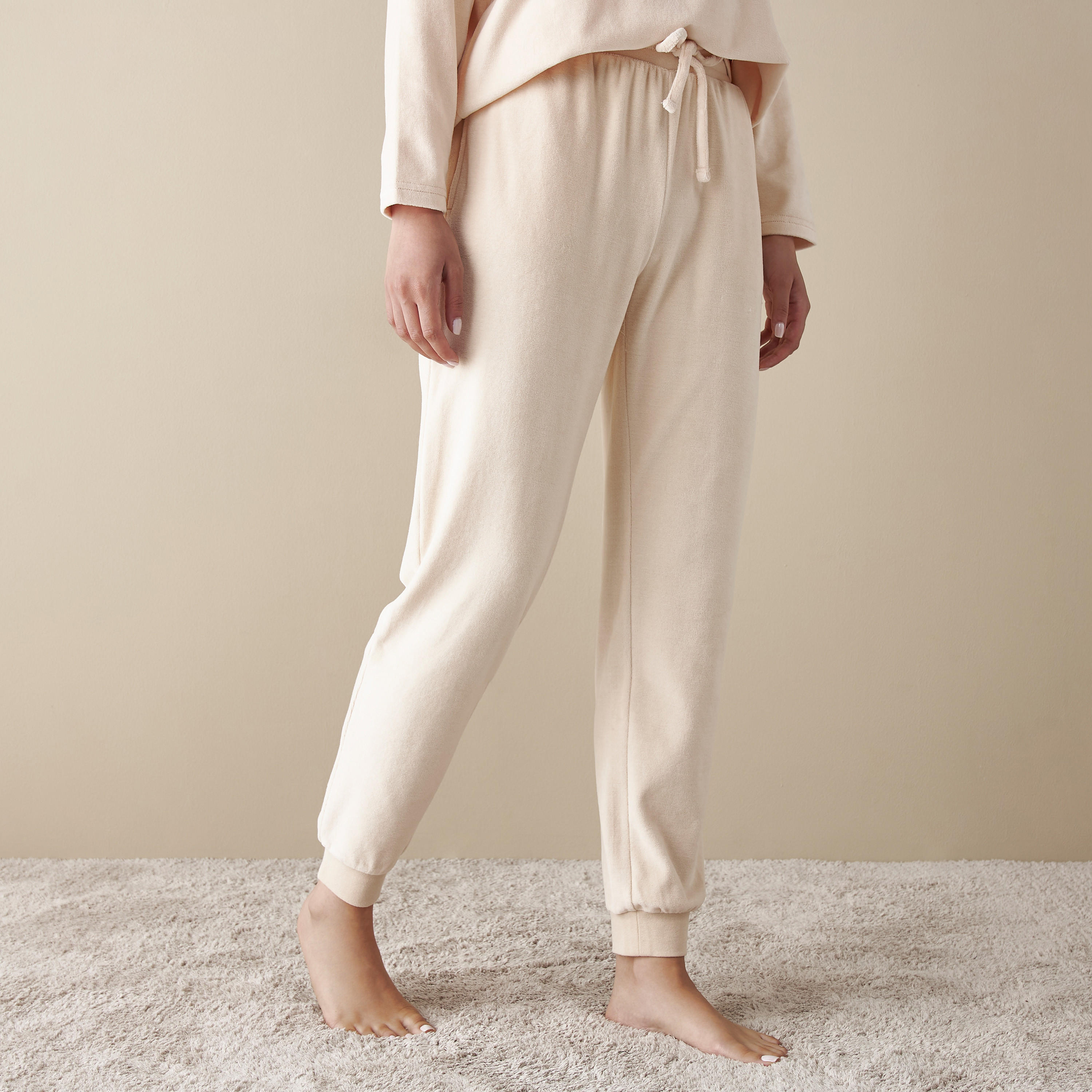 طقم بنطلون بيجاما وهودي سادة بأكمام طويلة-women-clothing-nightwear-pyjamas-longsets-image-2