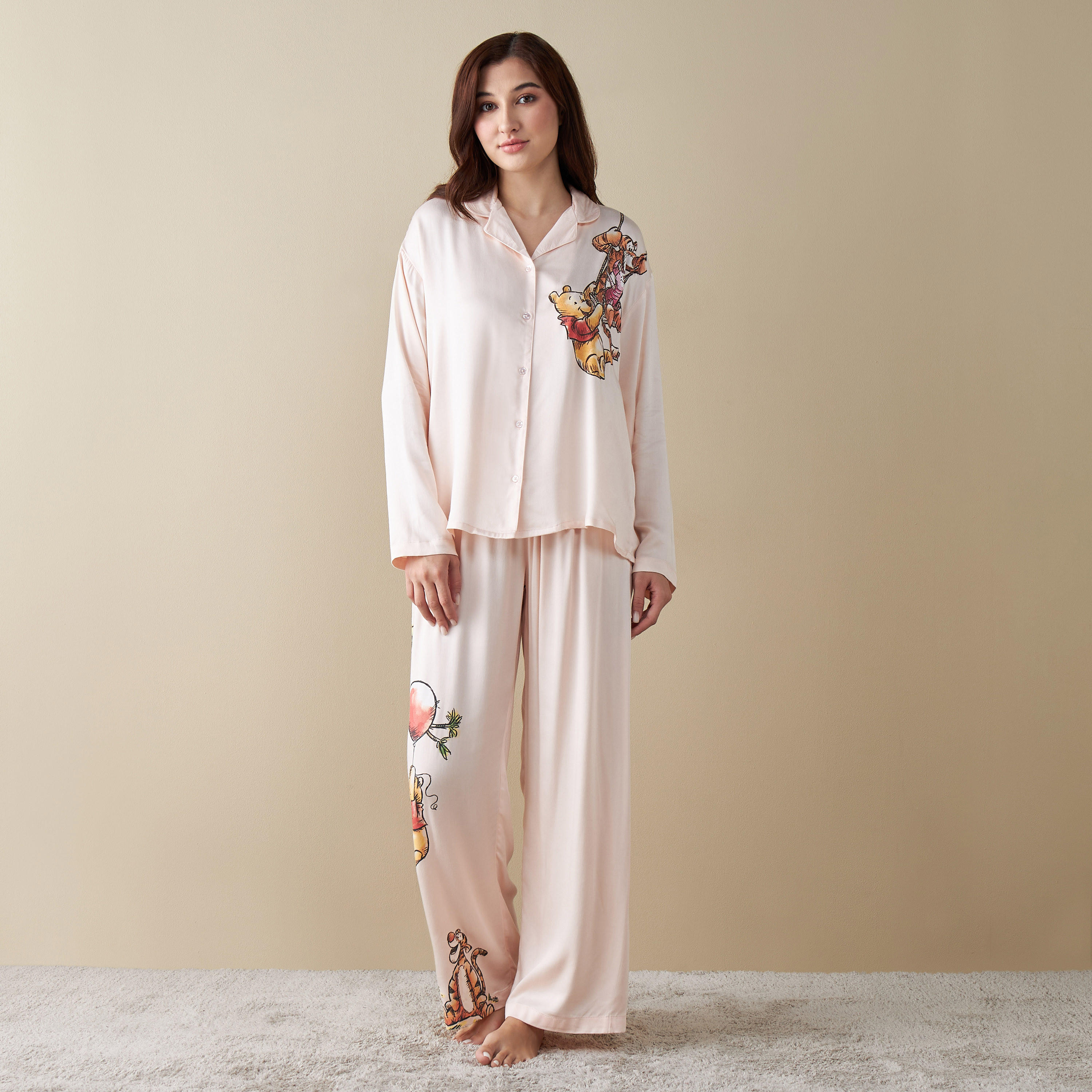 طقم بنطلون بيجاما وقميص بطبعات-women-clothing-nightwear-pyjamas-longsets-image-1