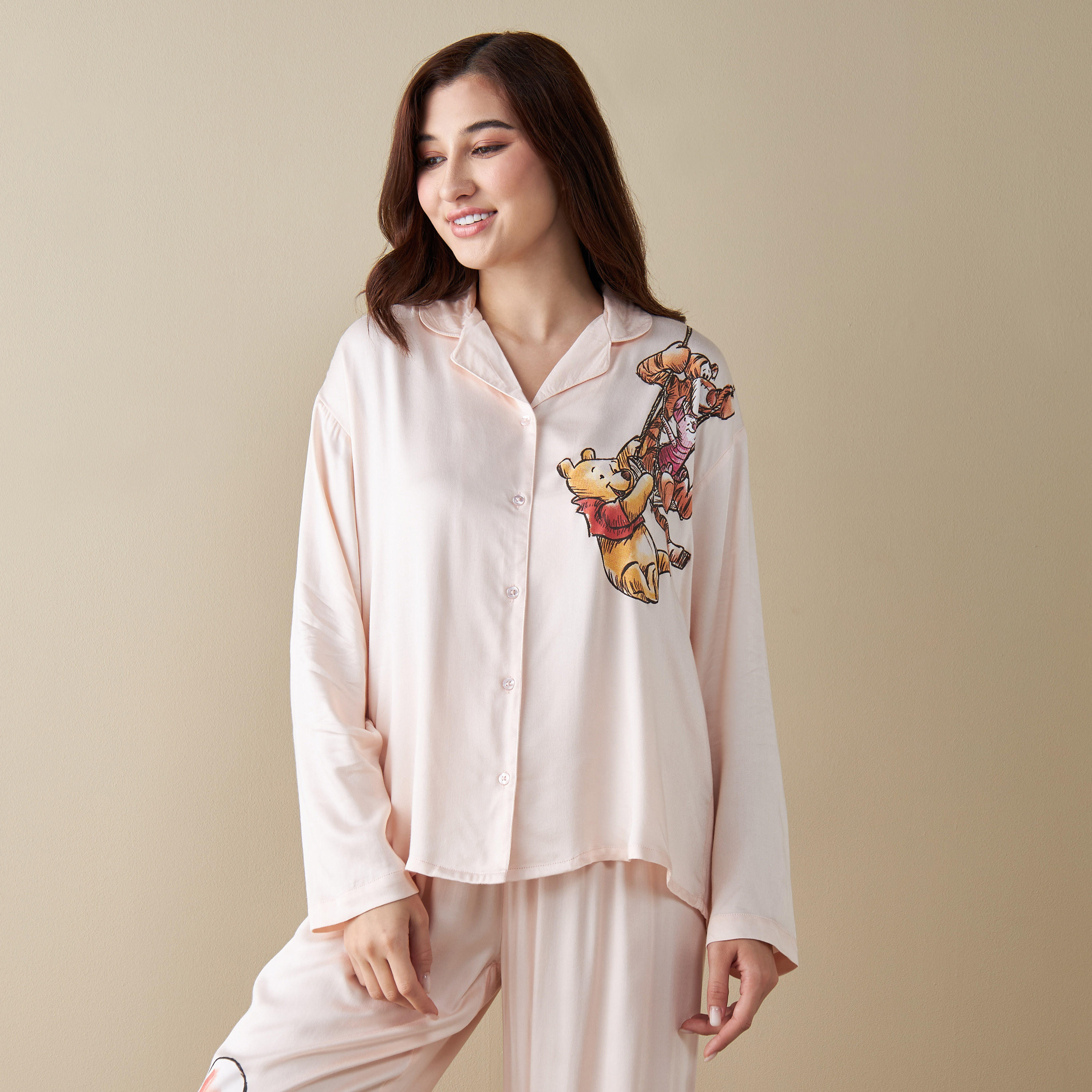 طقم بنطلون بيجاما وقميص بطبعات-women-clothing-nightwear-pyjamas-longsets-image-2