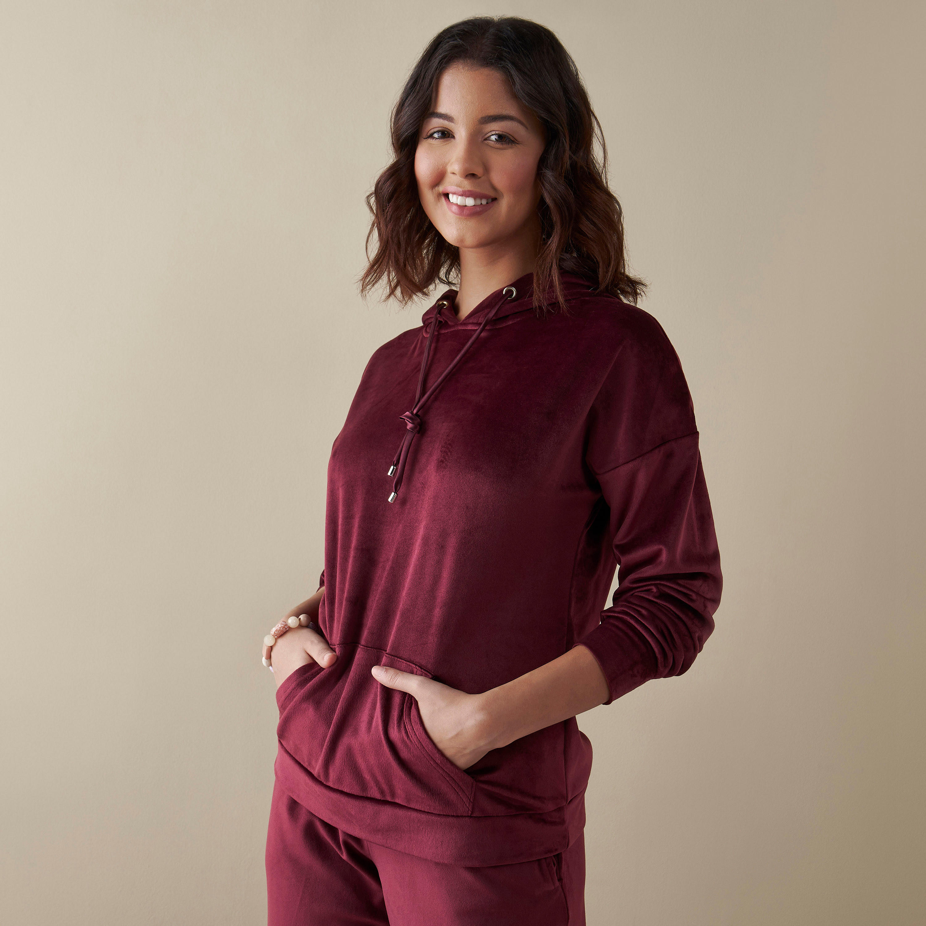 Solid Long Sleeves Hoodie and Pyjama Set-women-clothing-nightwear-pyjamas-longsets-image-3
