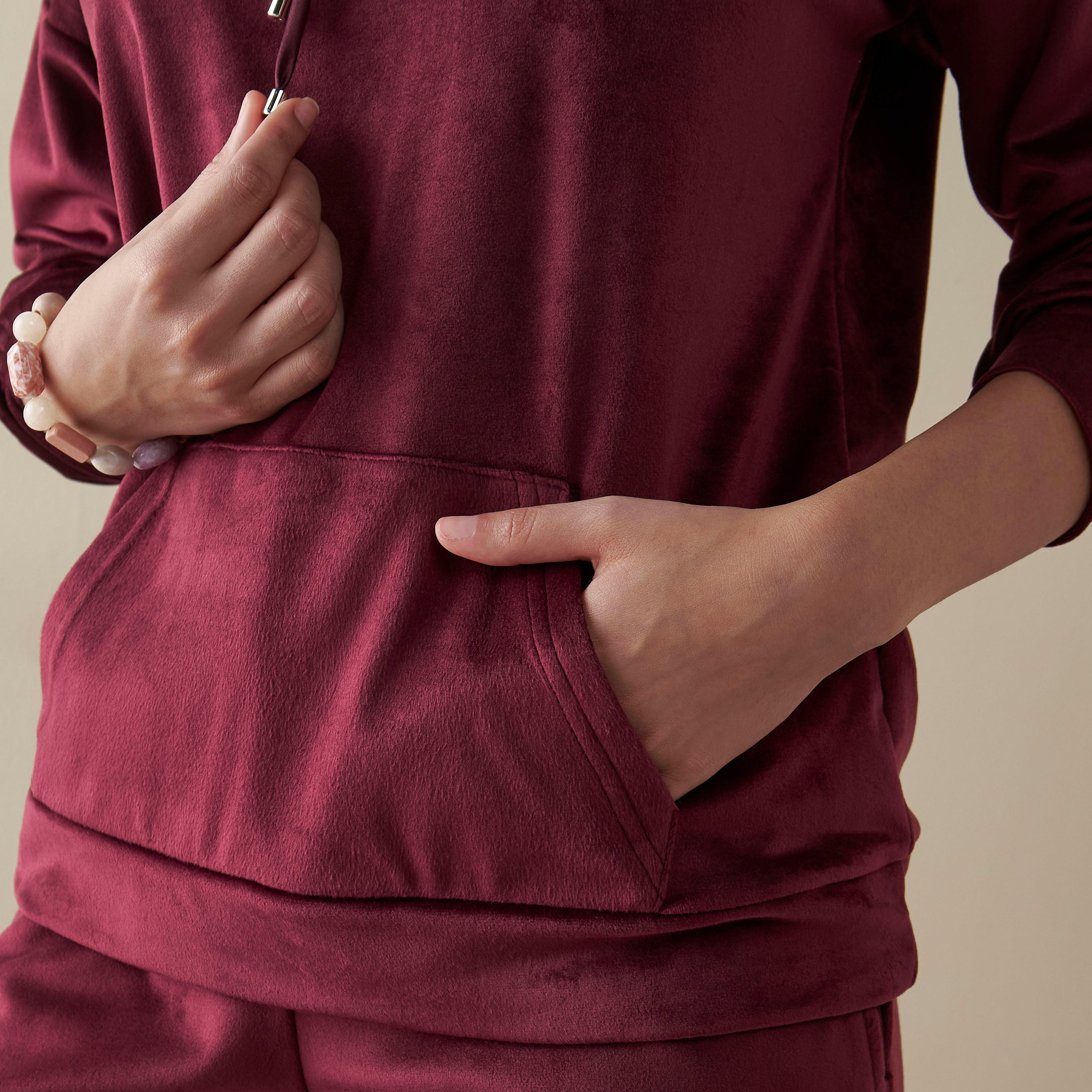 Solid Long Sleeves Hoodie and Pyjama Set-women-clothing-nightwear-pyjamas-longsets-image-5