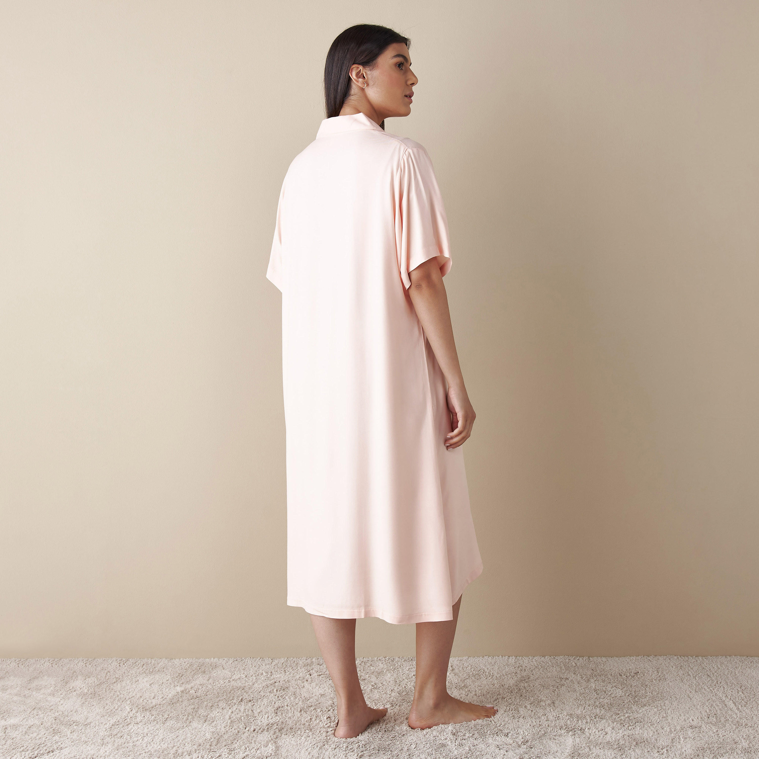 قميص نوم بياقة وأكمام قصيرة - قطعتين-women-clothing-nightwear-nighties-image-4