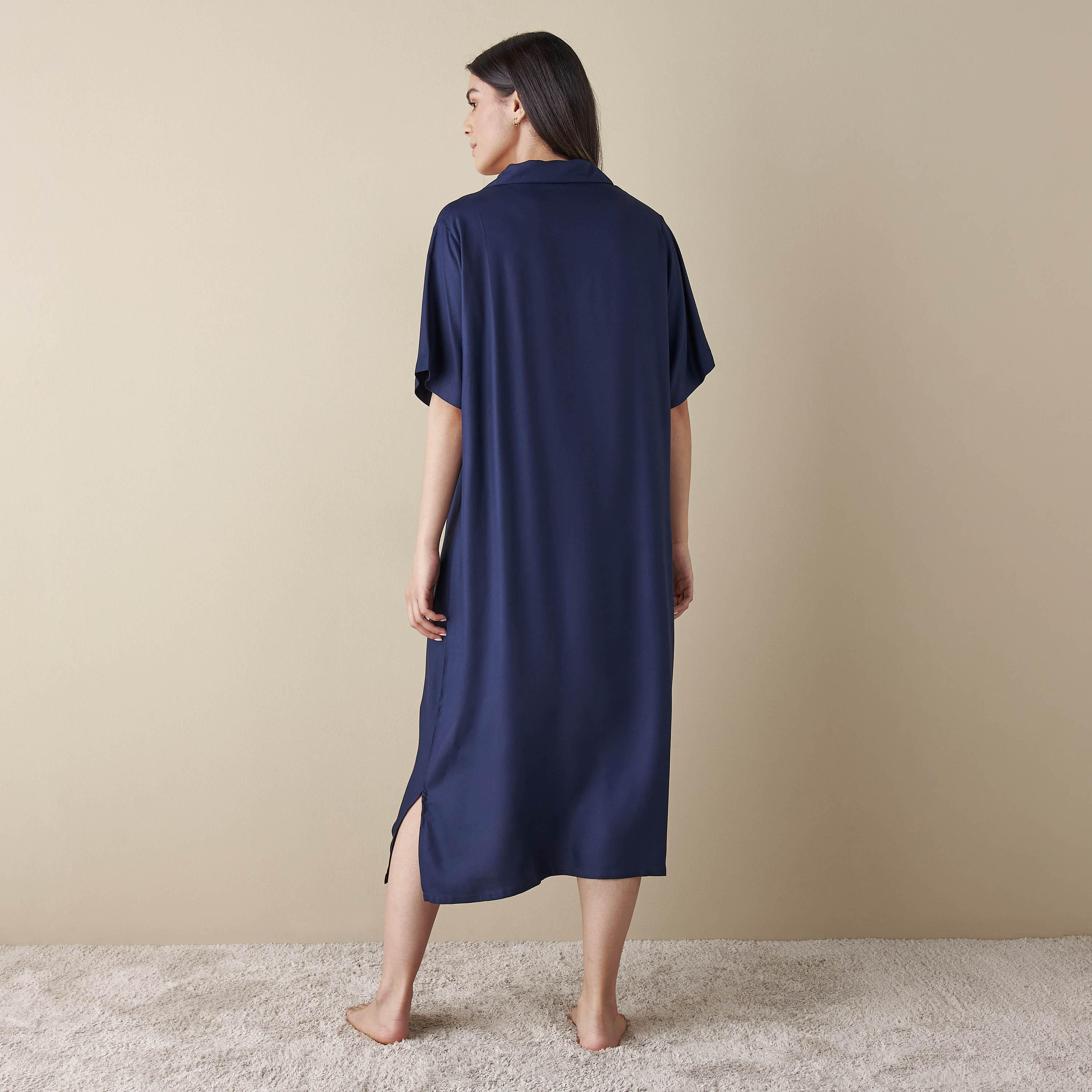 Set of 2 - Printed Night Gown with Collar and Short Sleeves-women-clothing-nightwear-nighties-image-4