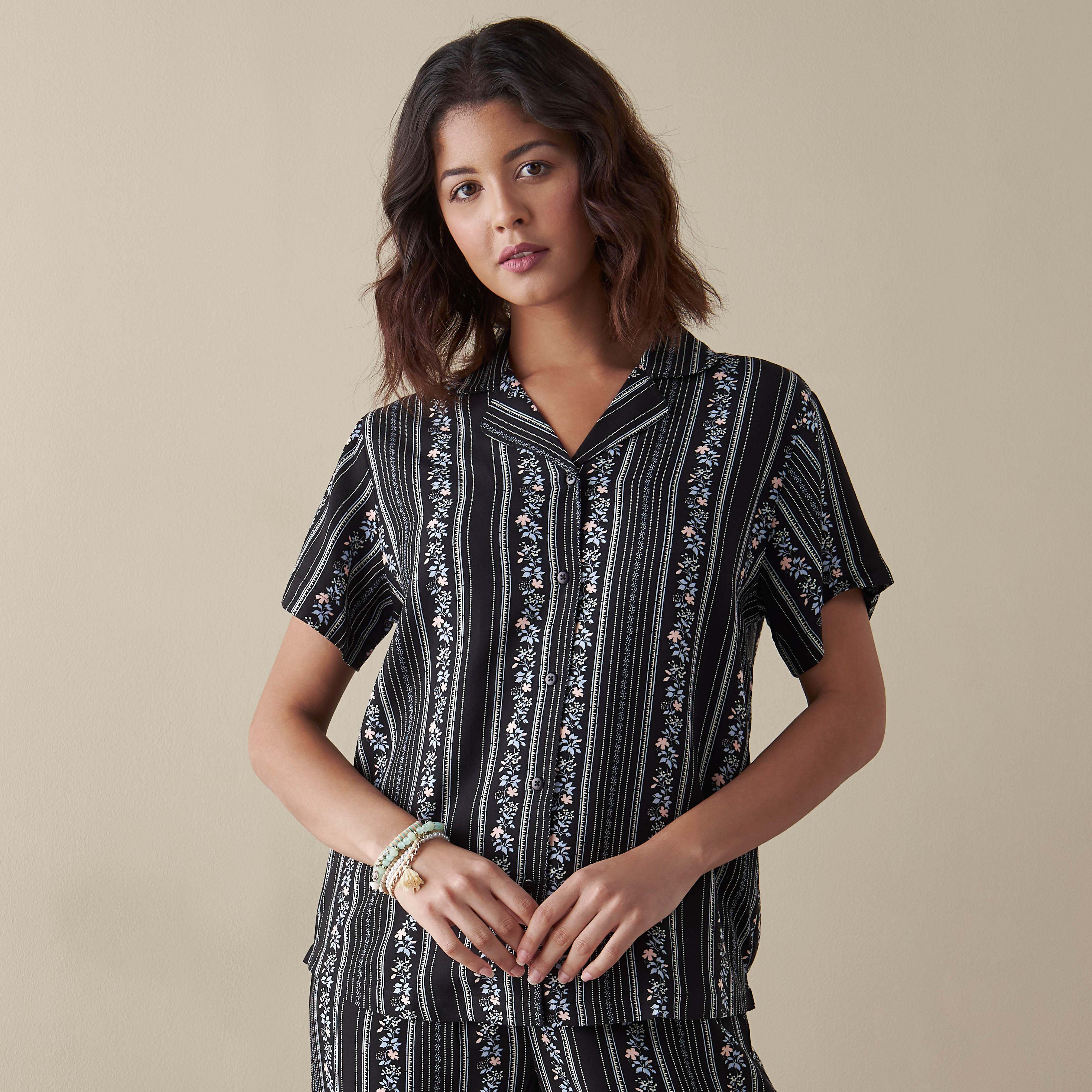 طقم بنطلون بيجاما وقميص بطبعات أزهار-women-clothing-nightwear-pyjamas-longsets-image-3