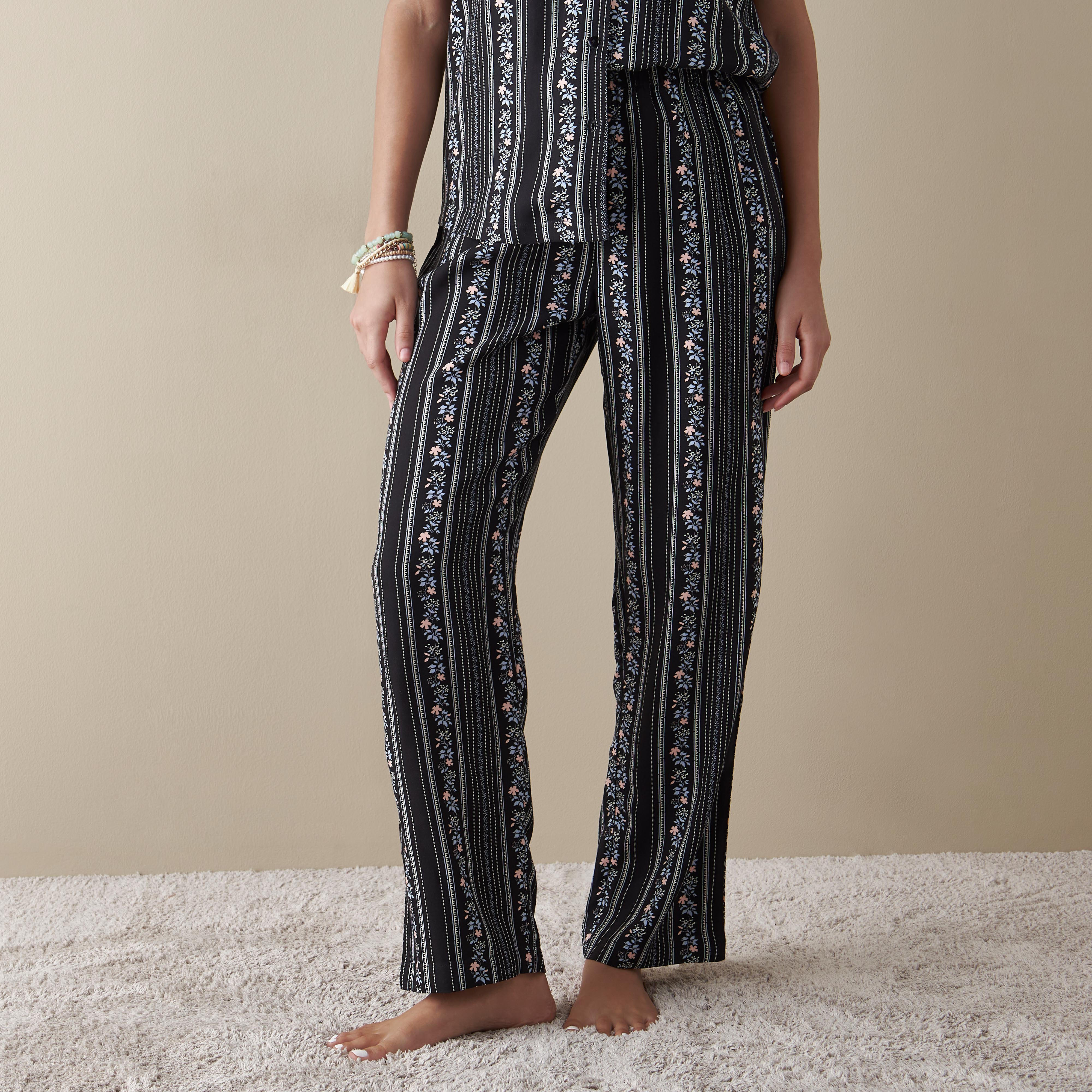 طقم بنطلون بيجاما وقميص بطبعات أزهار-women-clothing-nightwear-pyjamas-longsets-image-4