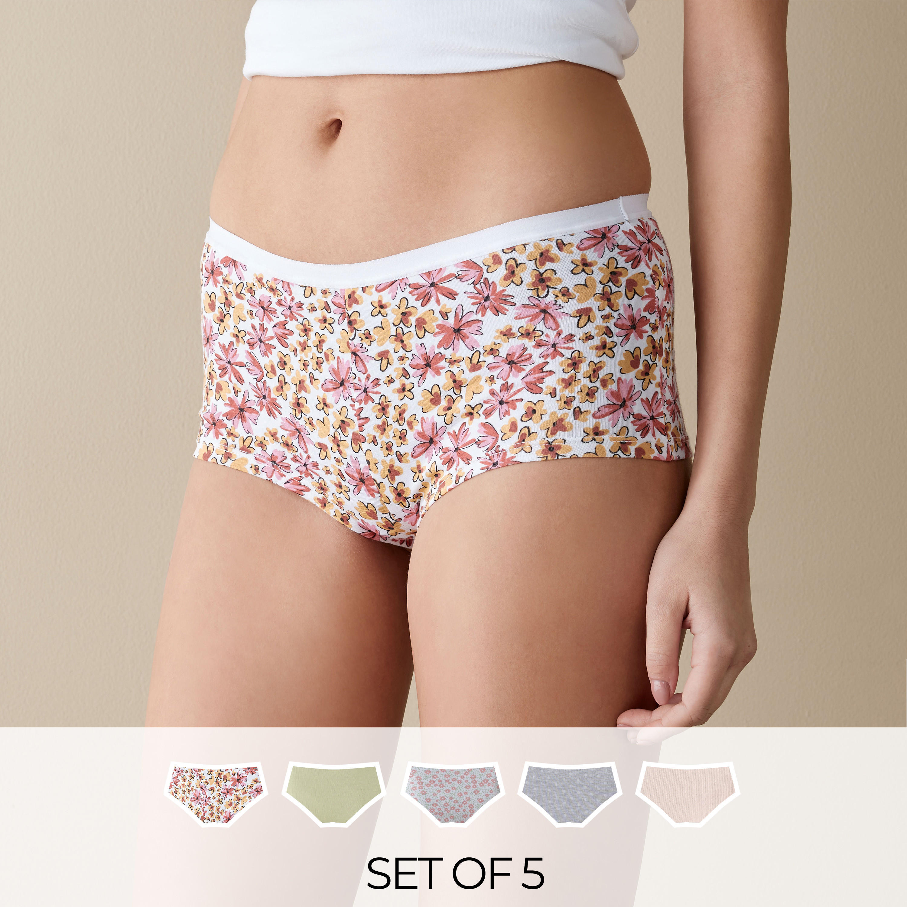 سراويل بوي شورت متنوعة - طقم من 5 قطع-women-clothing-lingerie-panties-image-10
