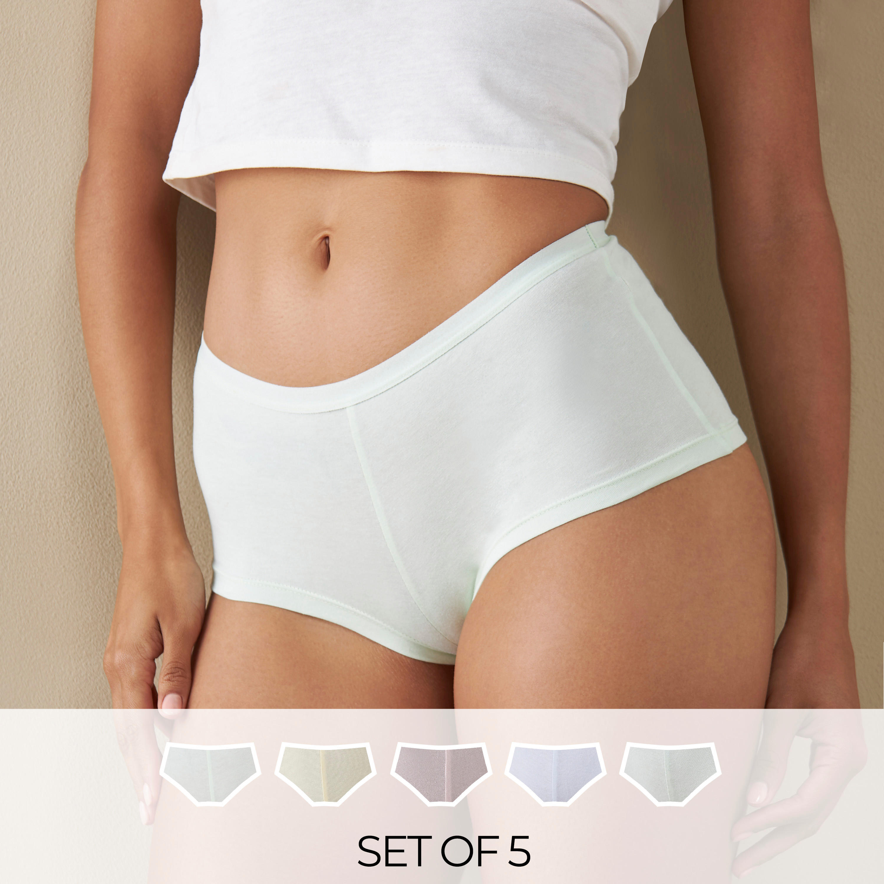 سراويل بوي ليج - طقم من 5 قطع-women-clothing-lingerie-panties-image-1