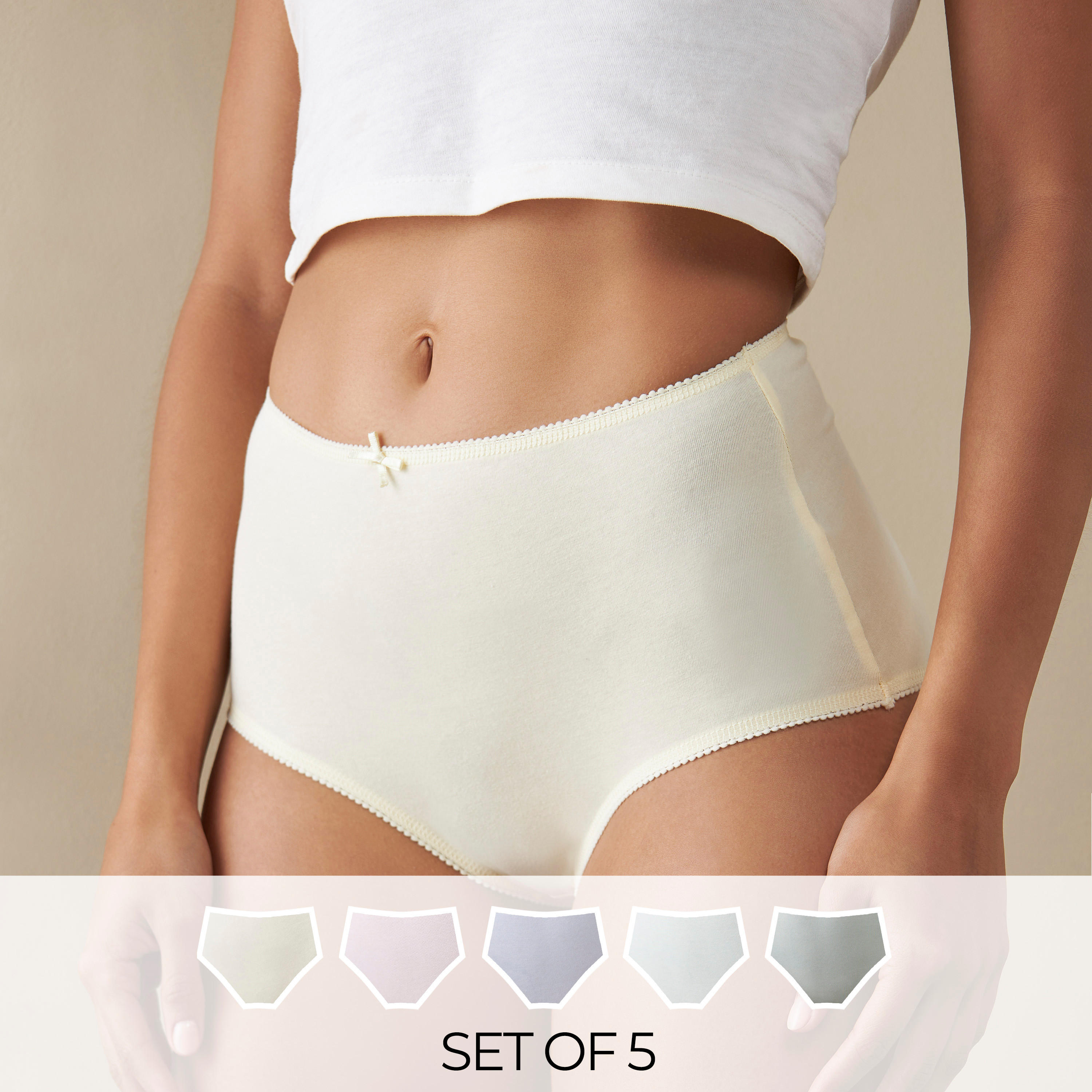 سراويل داخلية بفيونكة - طقم من 5 قطع-women-clothing-lingerie-panties-image-1
