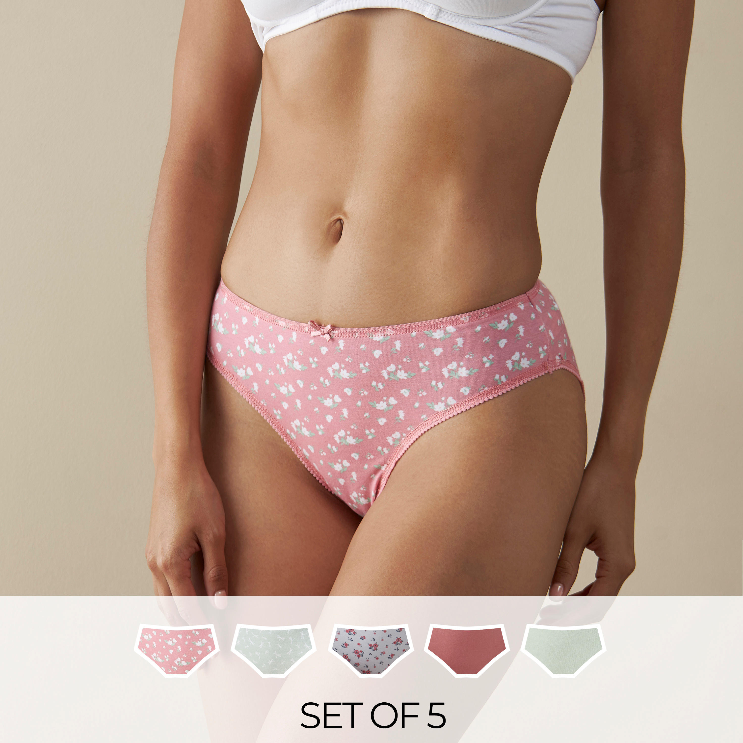سروال بكيني داخلي - عبوة 5 قطع متنوعة-women-clothing-lingerie-panties-image-10