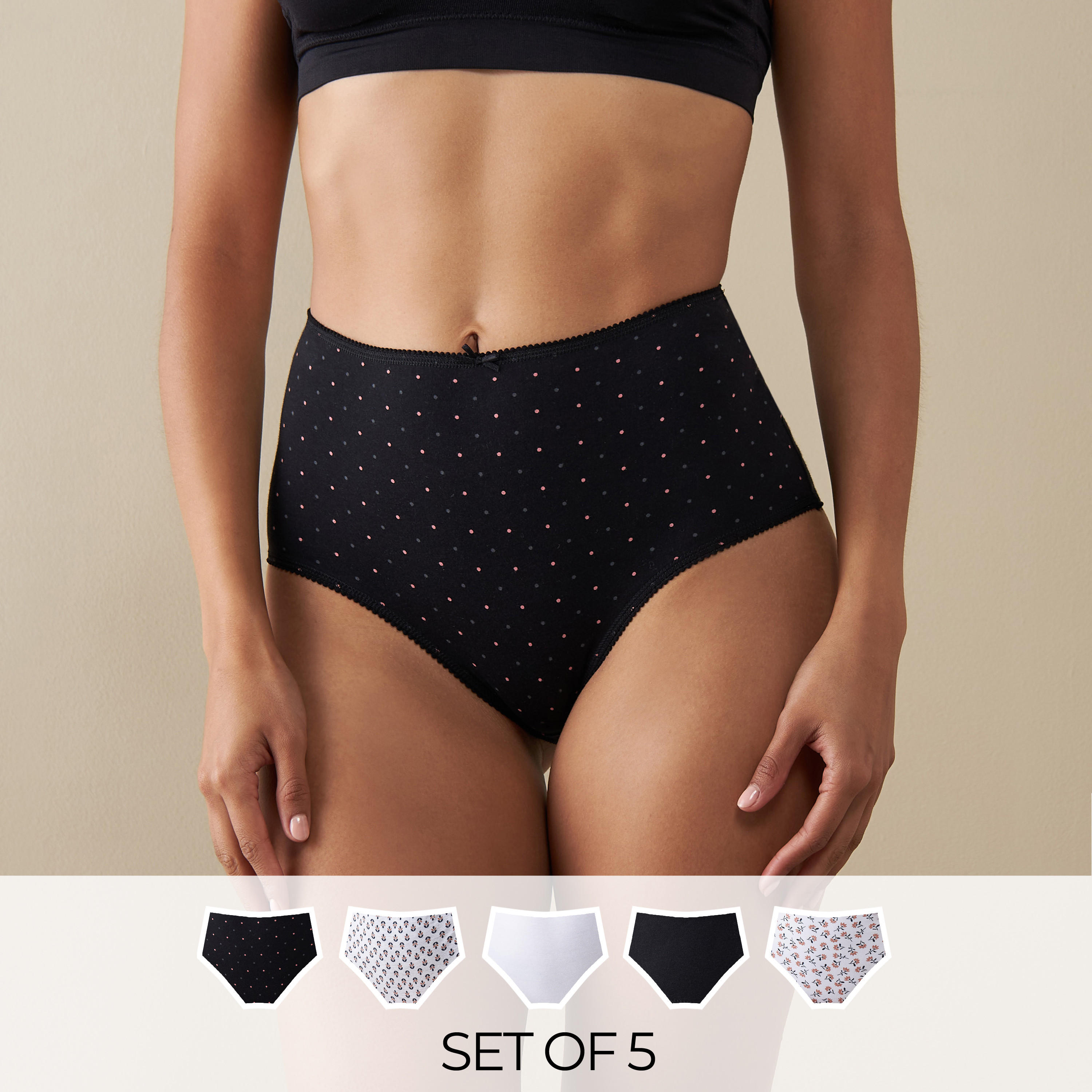 سراويل داخلية كاملة متنوعة - طقم 5 قطع-women-clothing-lingerie-panties-image-10