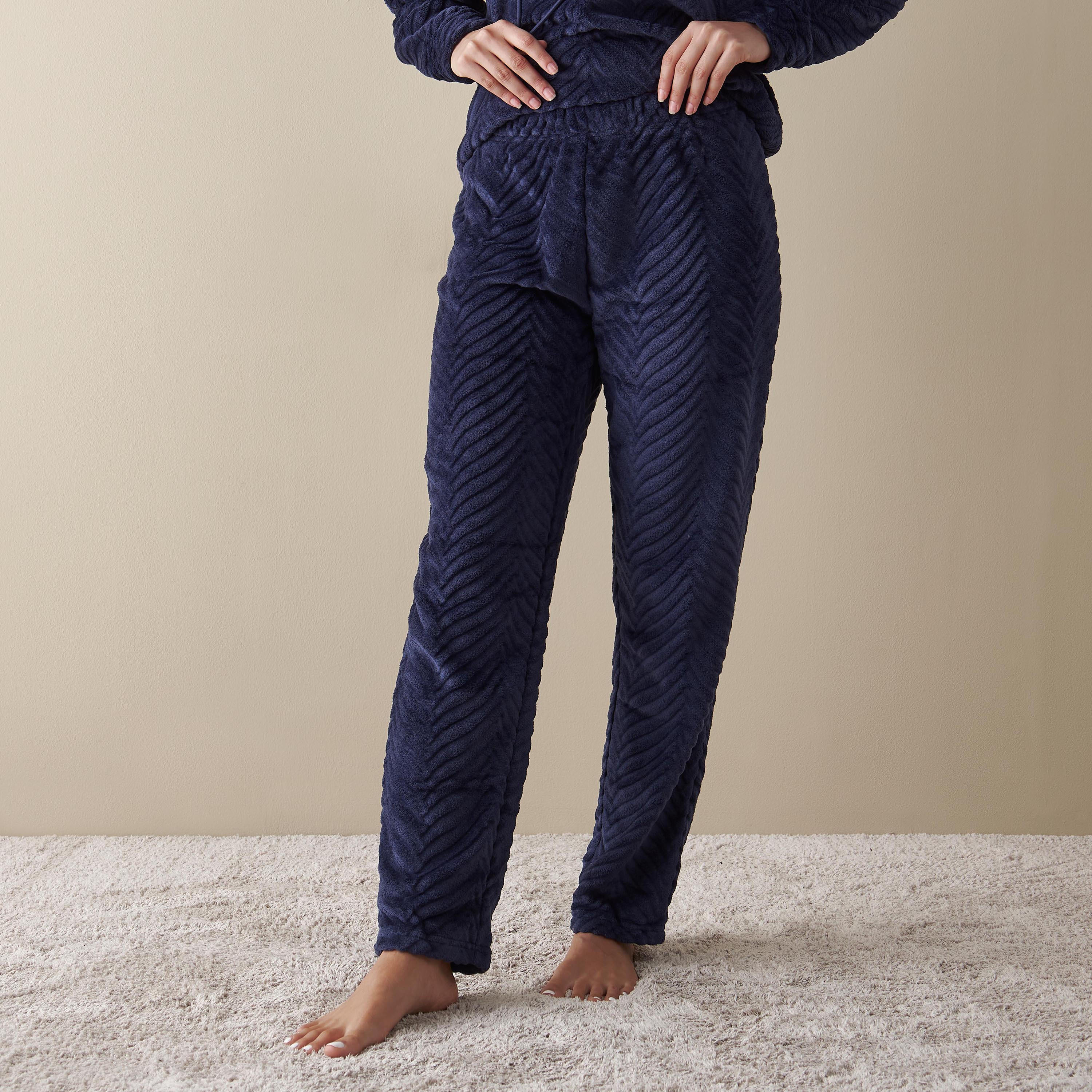 طقم بنطلون رياضي وهودي بارز الملمس بسحاب-women-clothing-nightwear-pyjamas-longsets-image-4