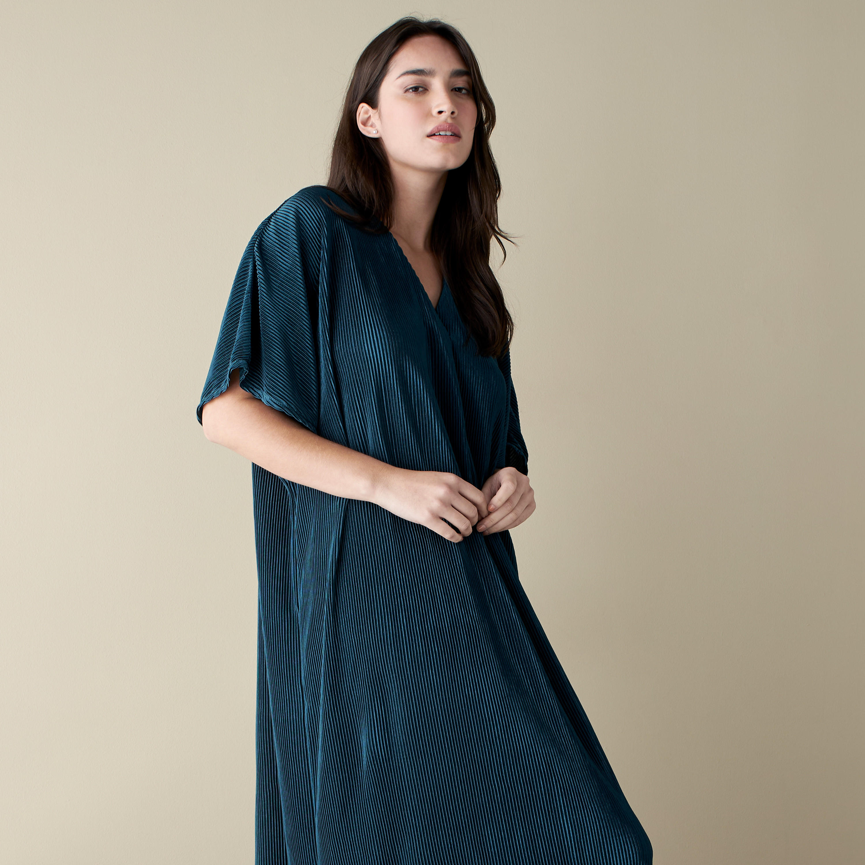 قميص نوم قفطان بارز الملمس بياقة V-women-clothing-nightwear-nighties-image-3