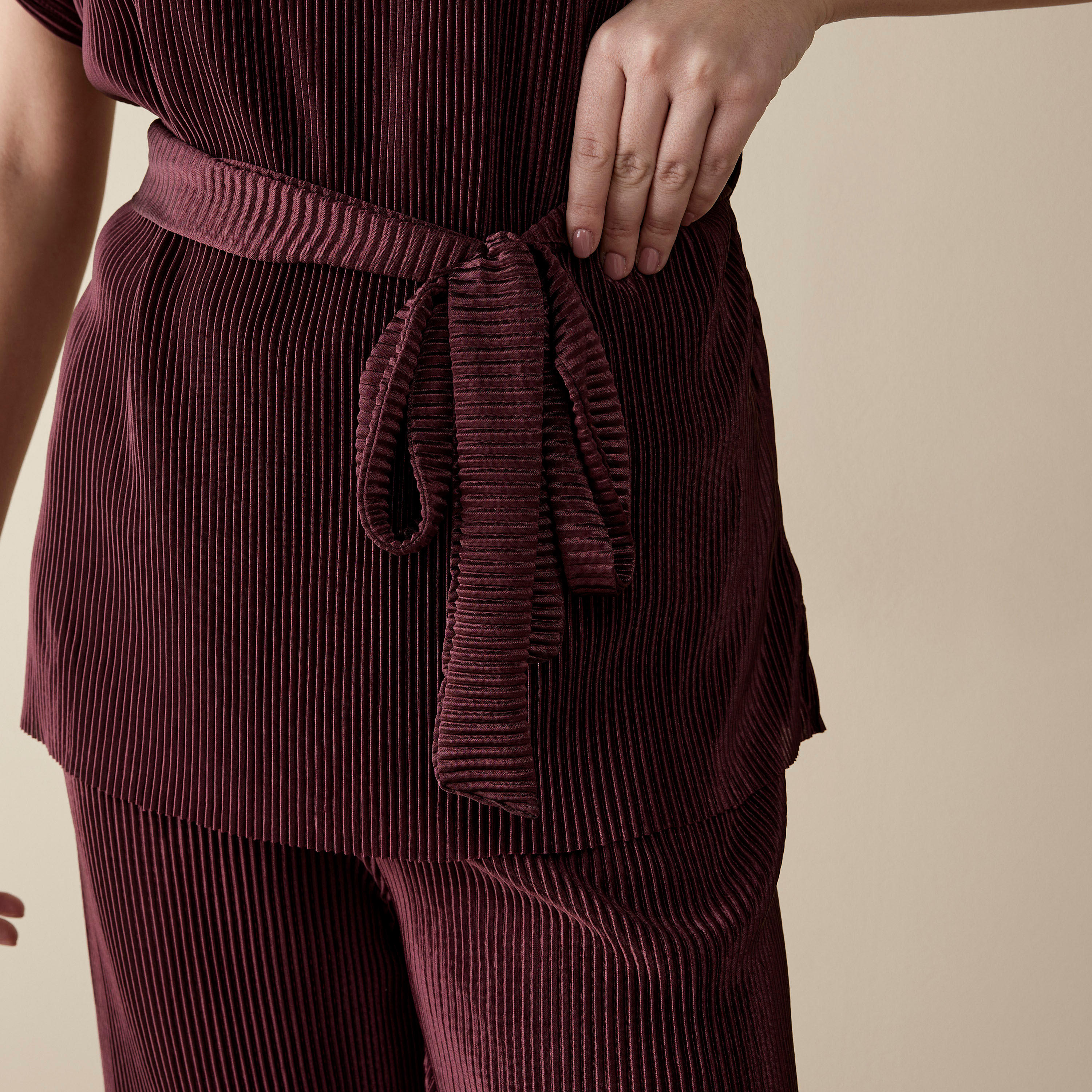 Textured Top with Belt and Pyjama-women-clothing-nightwear-pyjamas-longsets-image-5