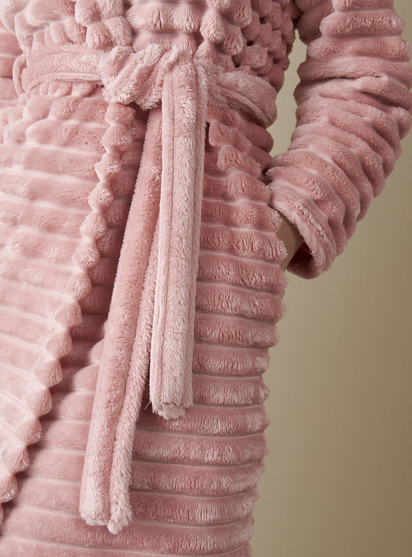 Textured Night Robe with Tie-Ups and Hood-women-clothing-nightwear-robes-image-4