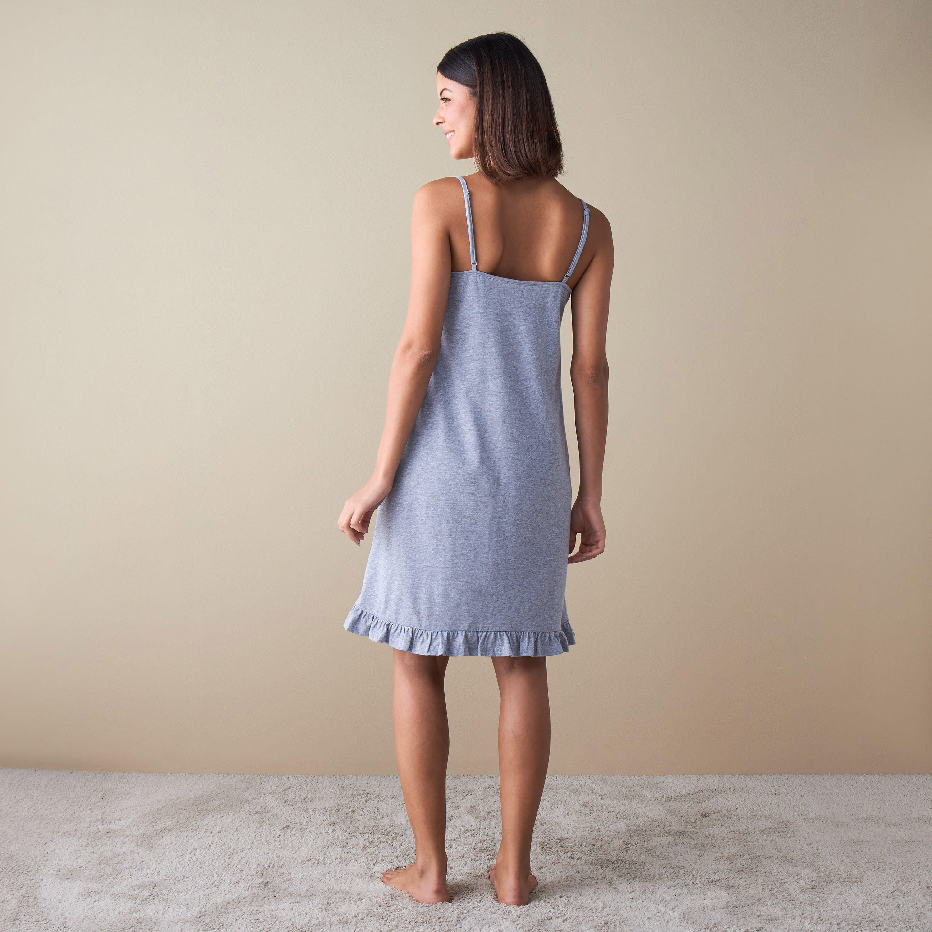Set of 2 - Pintuck Detail Slip Dress with Ruffled Hem-women-clothing-nightwear-nighties-image-3