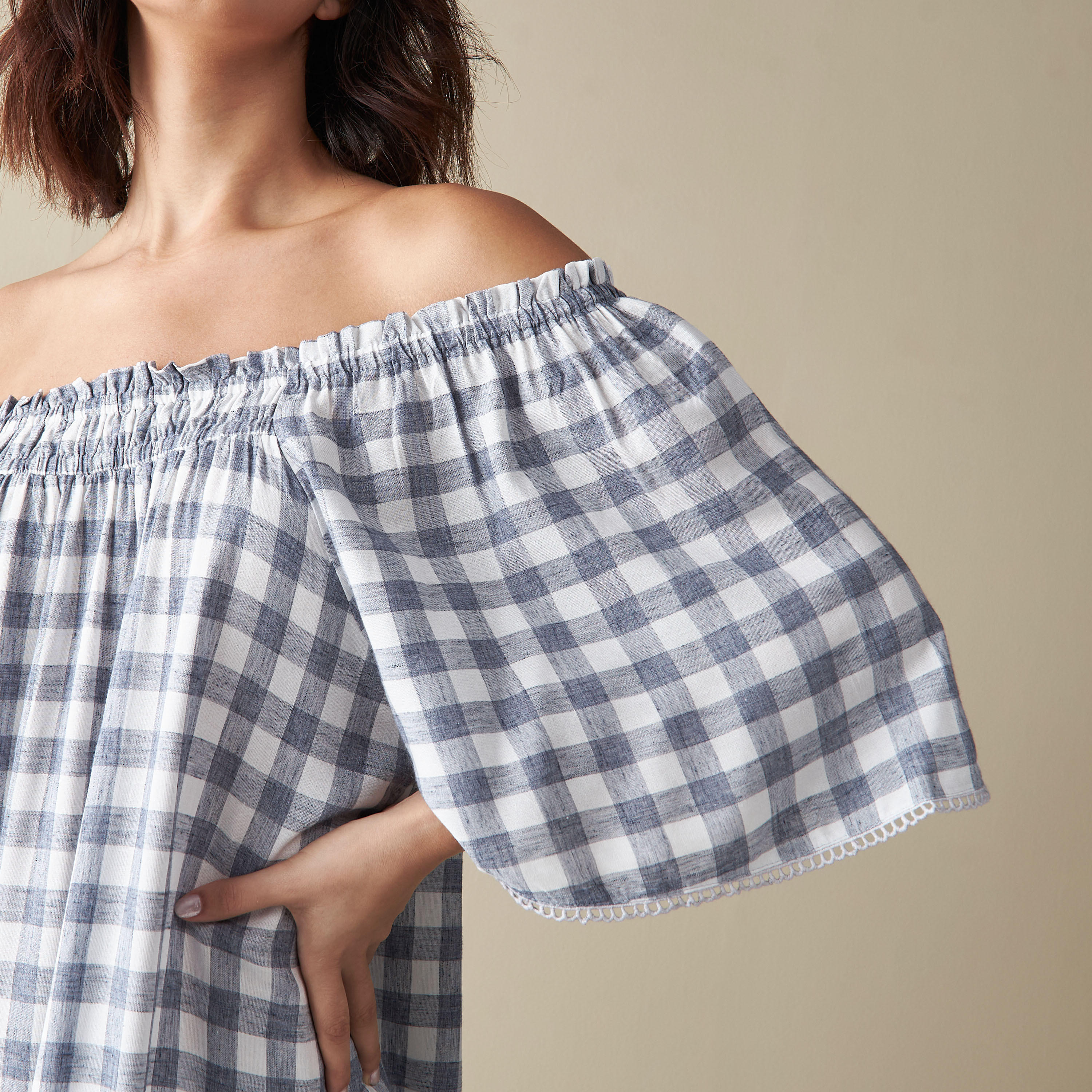 All-Over Checked Off Shoulder Night Gown-women-clothing-nightwear-nighties-image-5