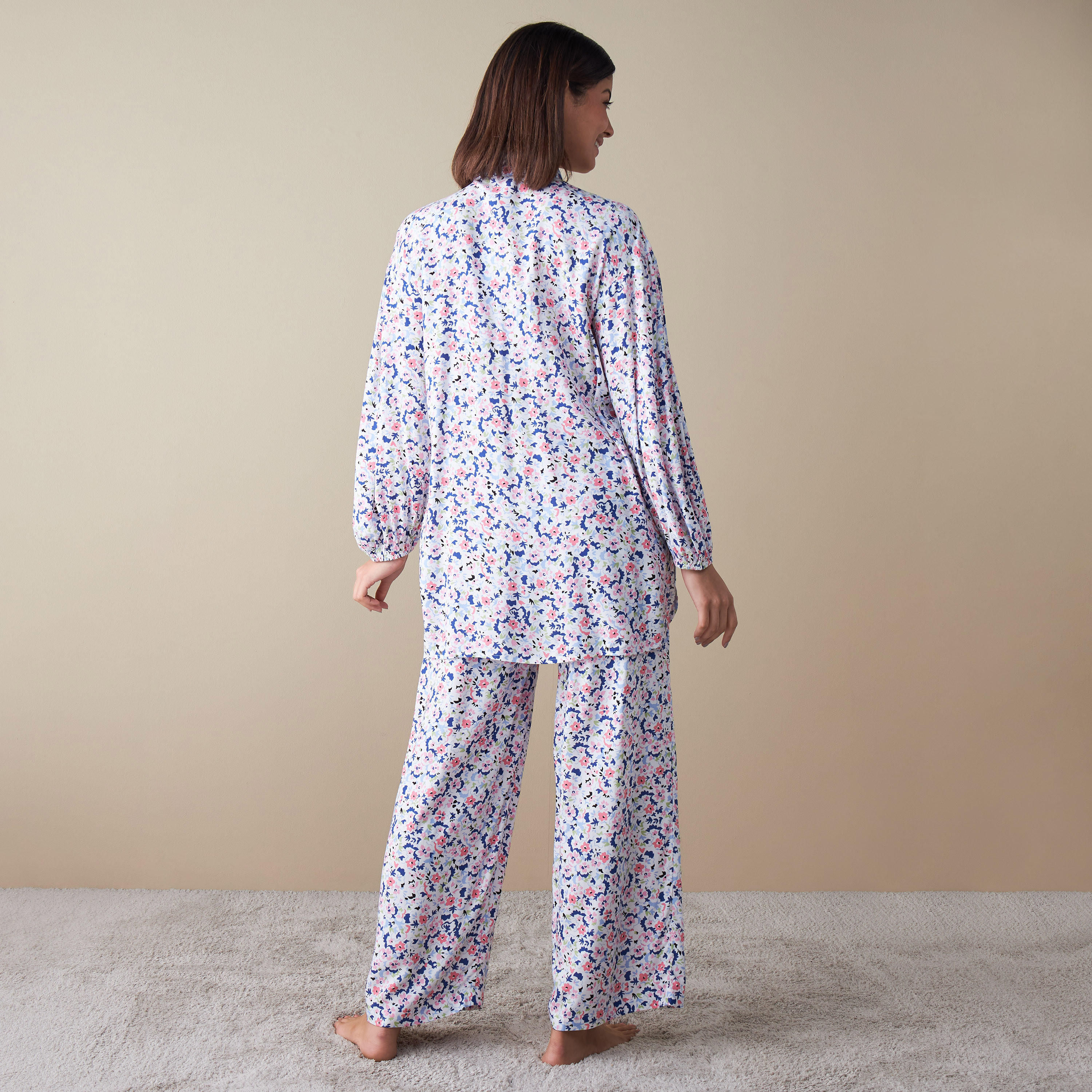 All-Over Floral Print Shirt and Pyjama Set-women-clothing-nightwear-pyjamas-longsets-image-2