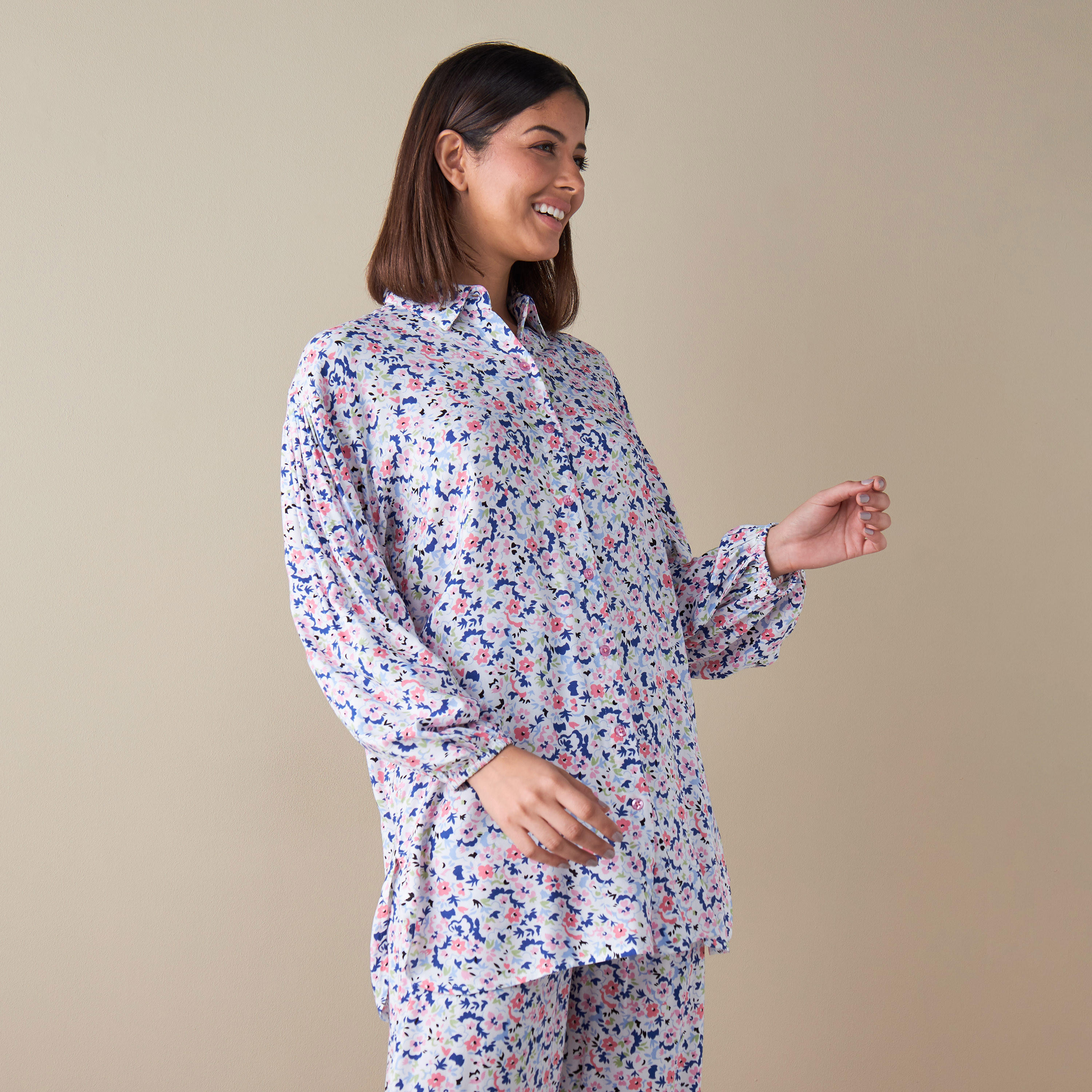 All-Over Floral Print Shirt and Pyjama Set-women-clothing-nightwear-pyjamas-longsets-image-3