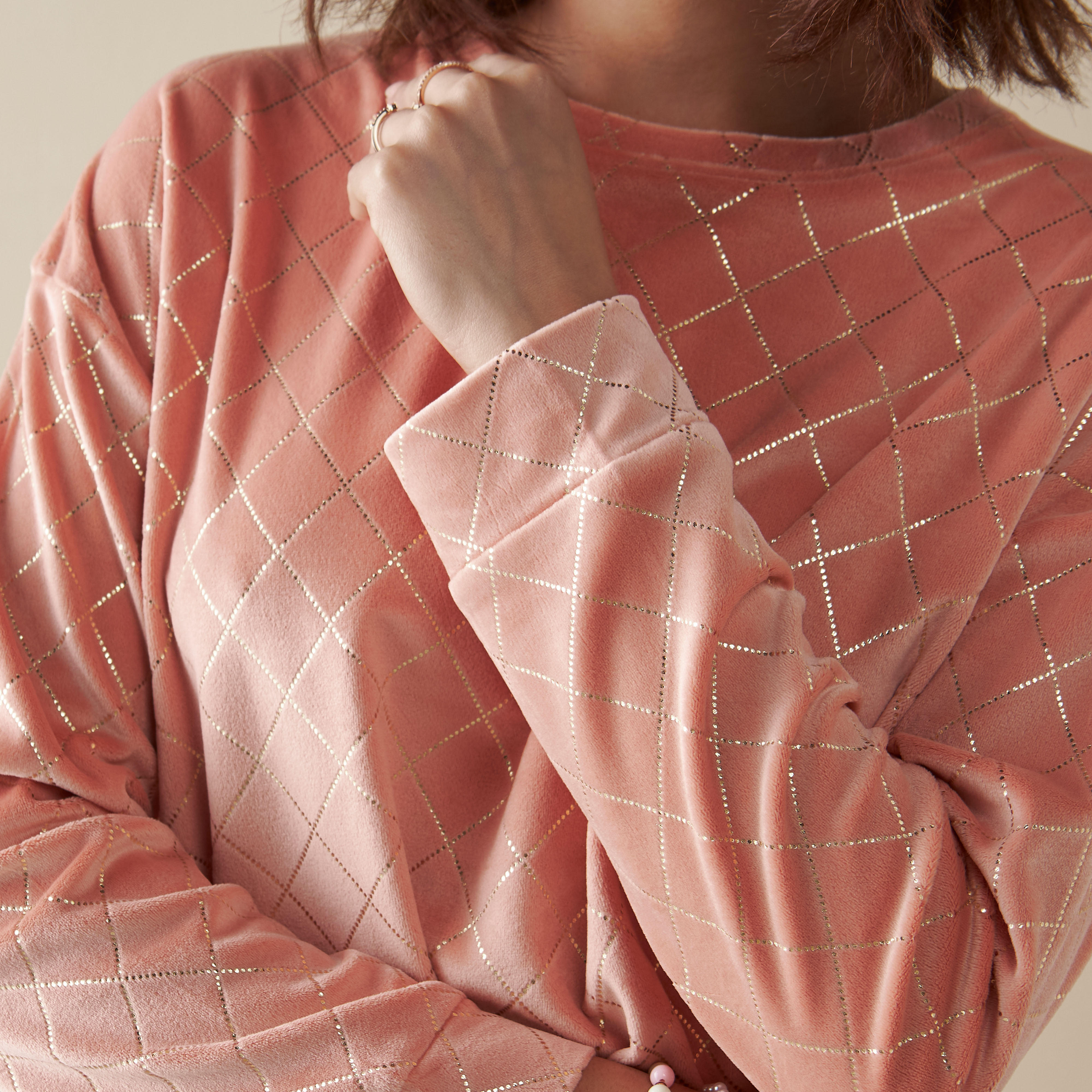 Textured Long Sleeves Top and Pyjama Set-women-clothing-nightwear-pyjamas-longsets-image-5
