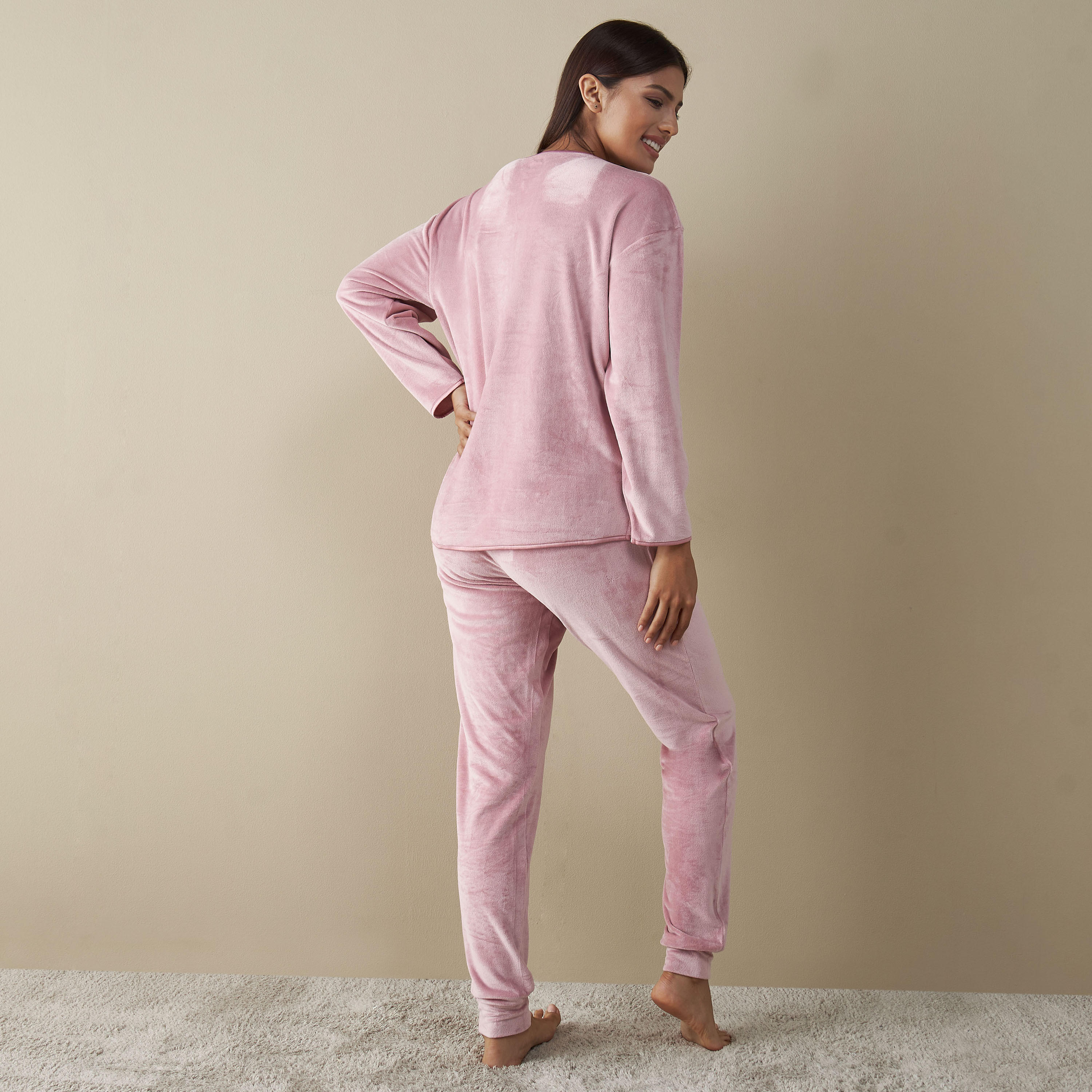 Solid Long Sleeves Top and Pyjama Set-women-clothing-nightwear-pyjamas-longsets-image-3