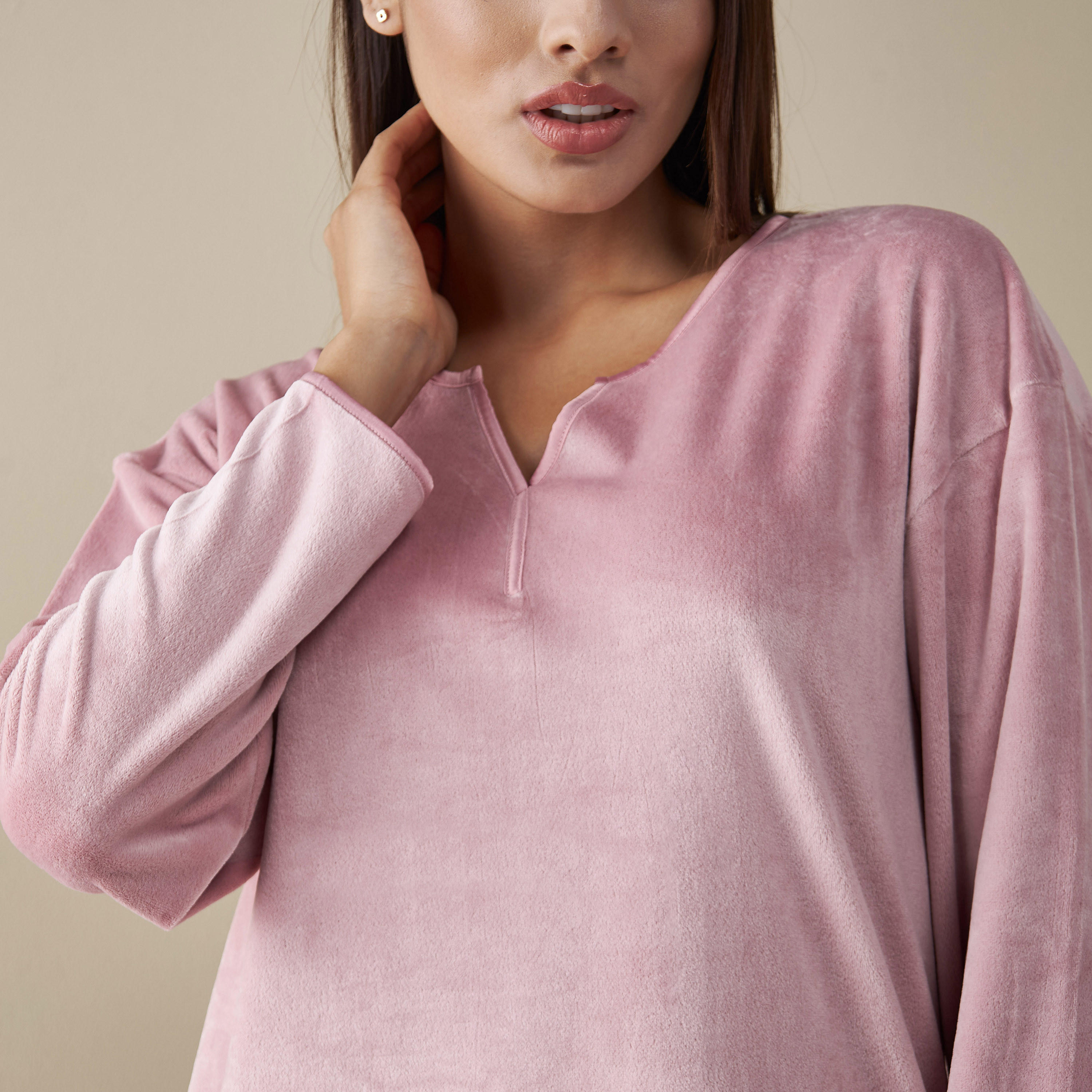 Solid Long Sleeves Top and Pyjama Set-women-clothing-nightwear-pyjamas-longsets-image-5
