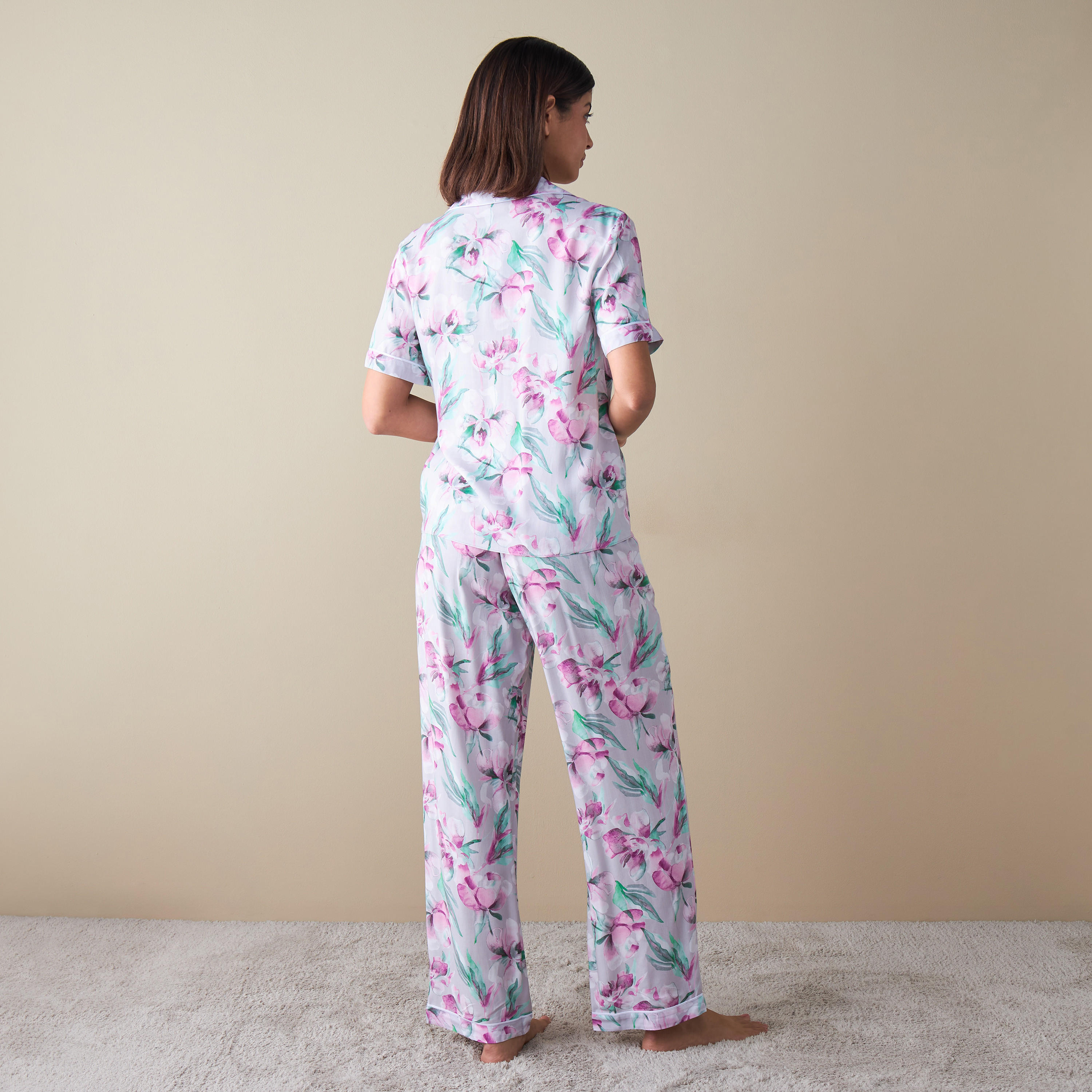 طقم بنطلون بيجاما وقميص بطبعات-women-clothing-nightwear-pyjamas-longsets-image-2