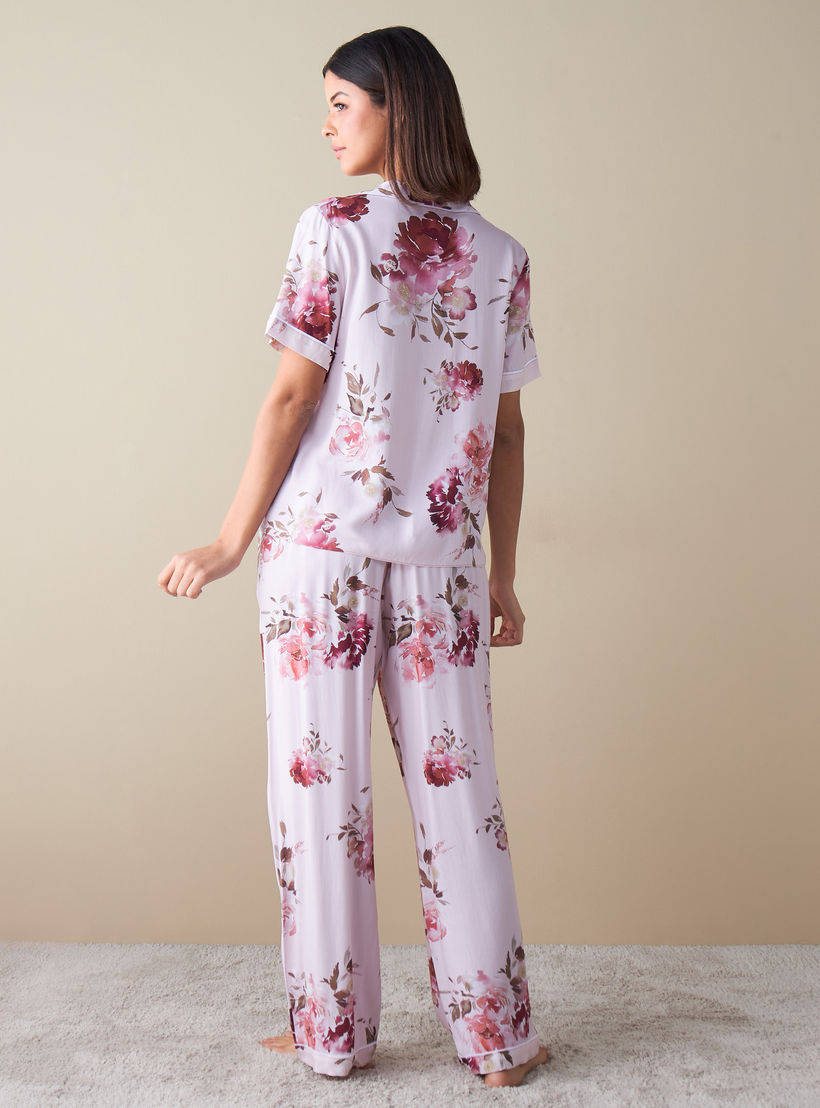 طقم بنطلون بيجاما وقميص بطبعات-women-clothing-nightwear-pyjamas-longsets-image-2