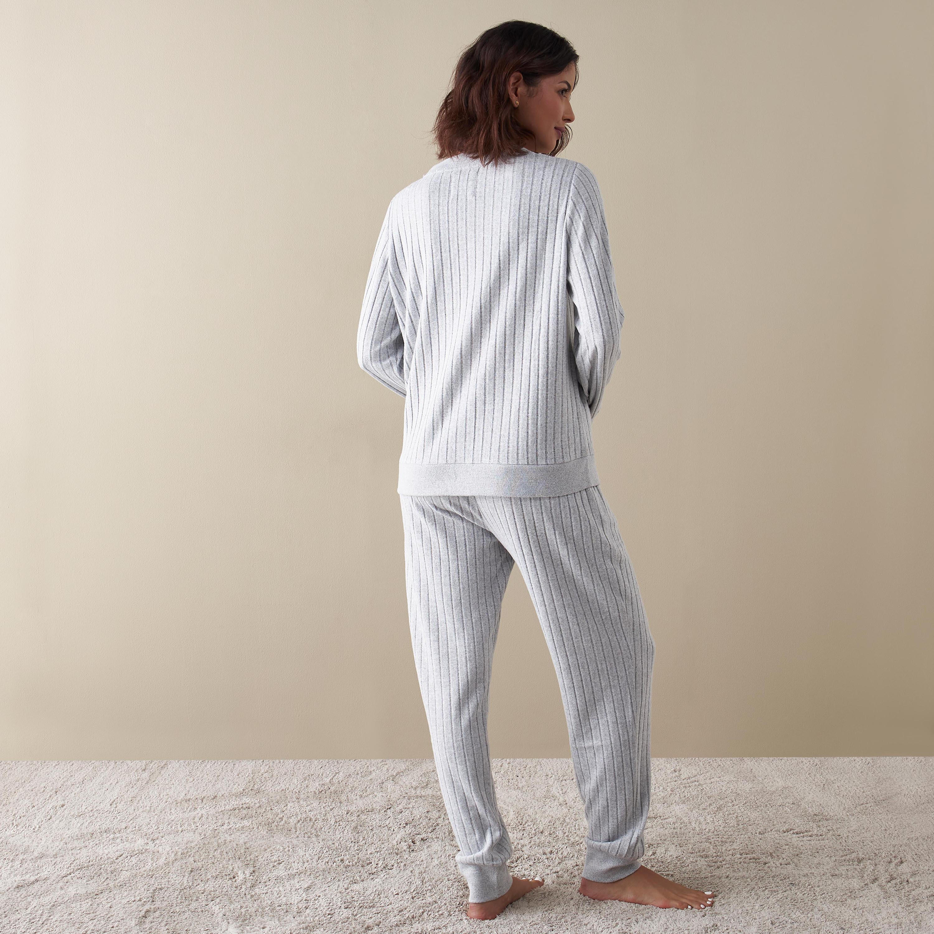 Ribbed Button Through Top and Pyjama Set-women-clothing-nightwear-pyjamas-longsets-image-2