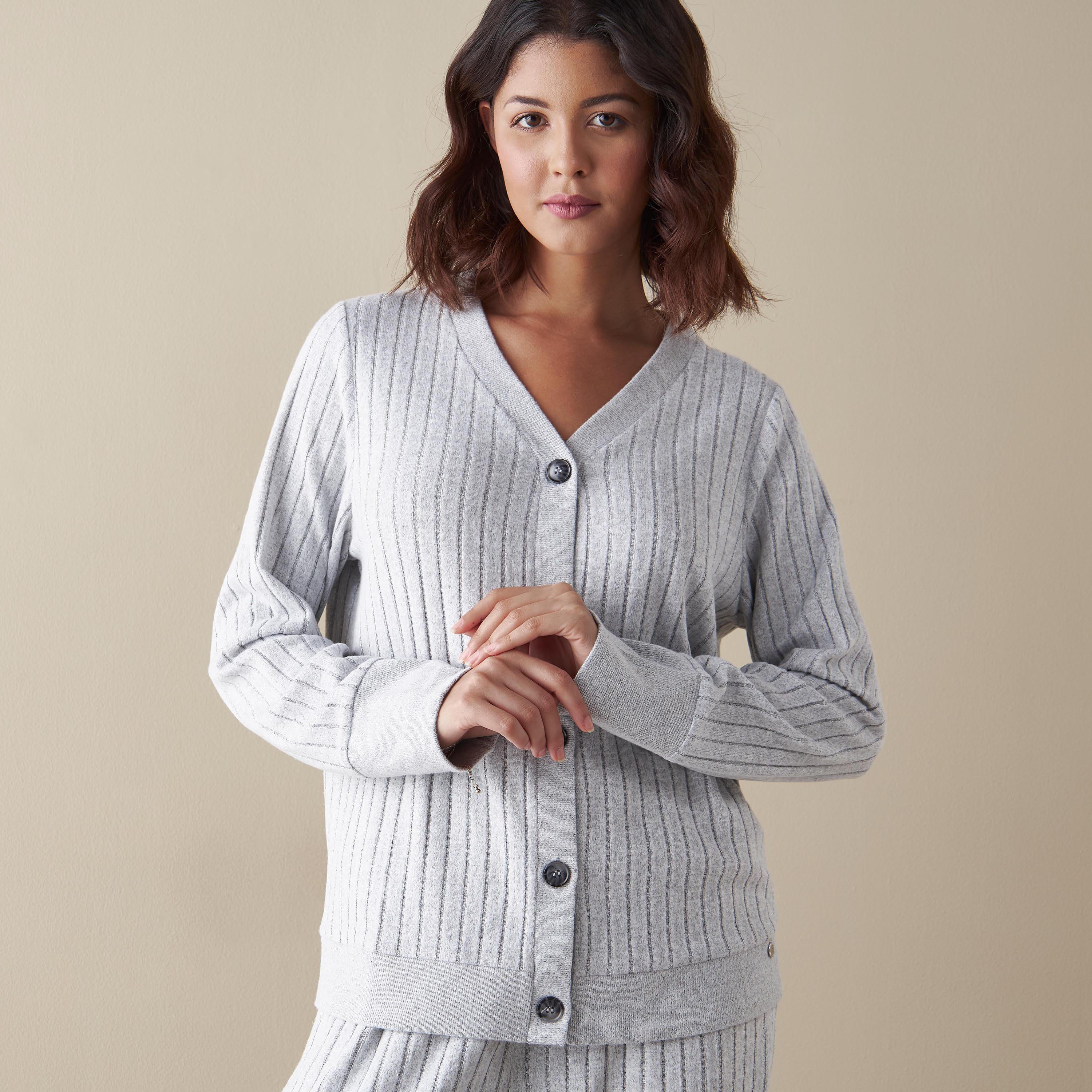 Ribbed Button Through Top and Pyjama Set-women-clothing-nightwear-pyjamas-longsets-image-3