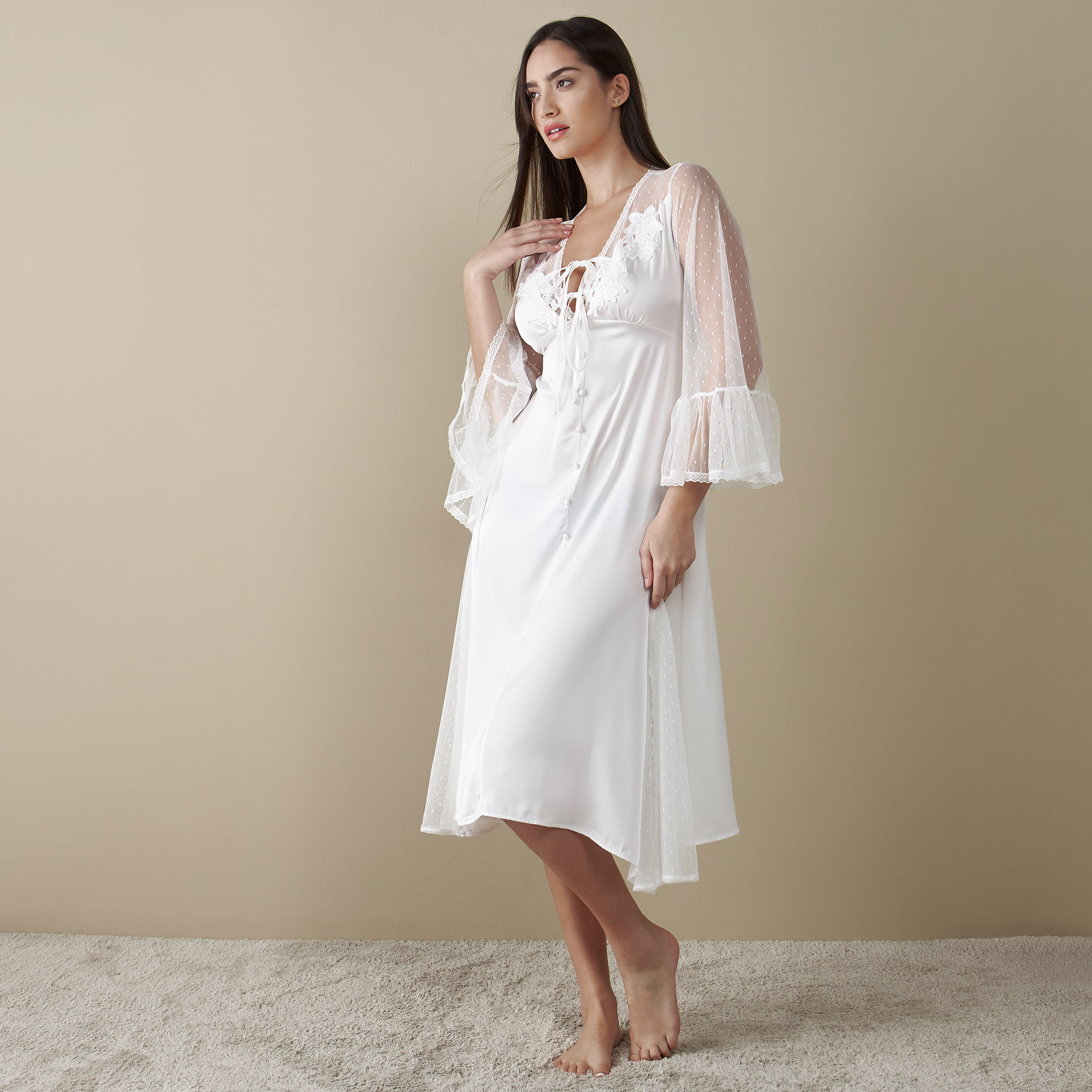 فستان بتفاصيل ترتر ودانتيل وأربطة-women-clothing-nightwear-nighties-image-3