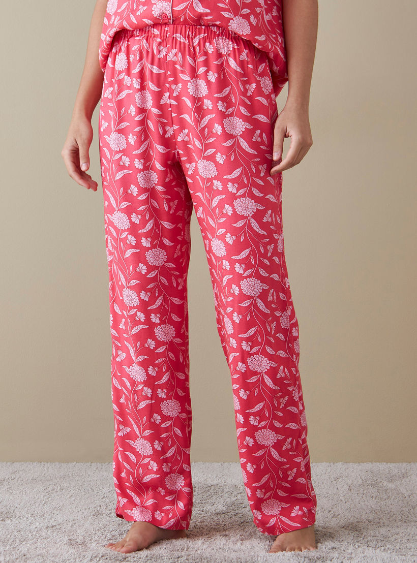 طقم قميص بطبعات وبنطلون بيجاما وقناع عيون-women-clothing-nightwear-pyjamas-longsets-image-4
