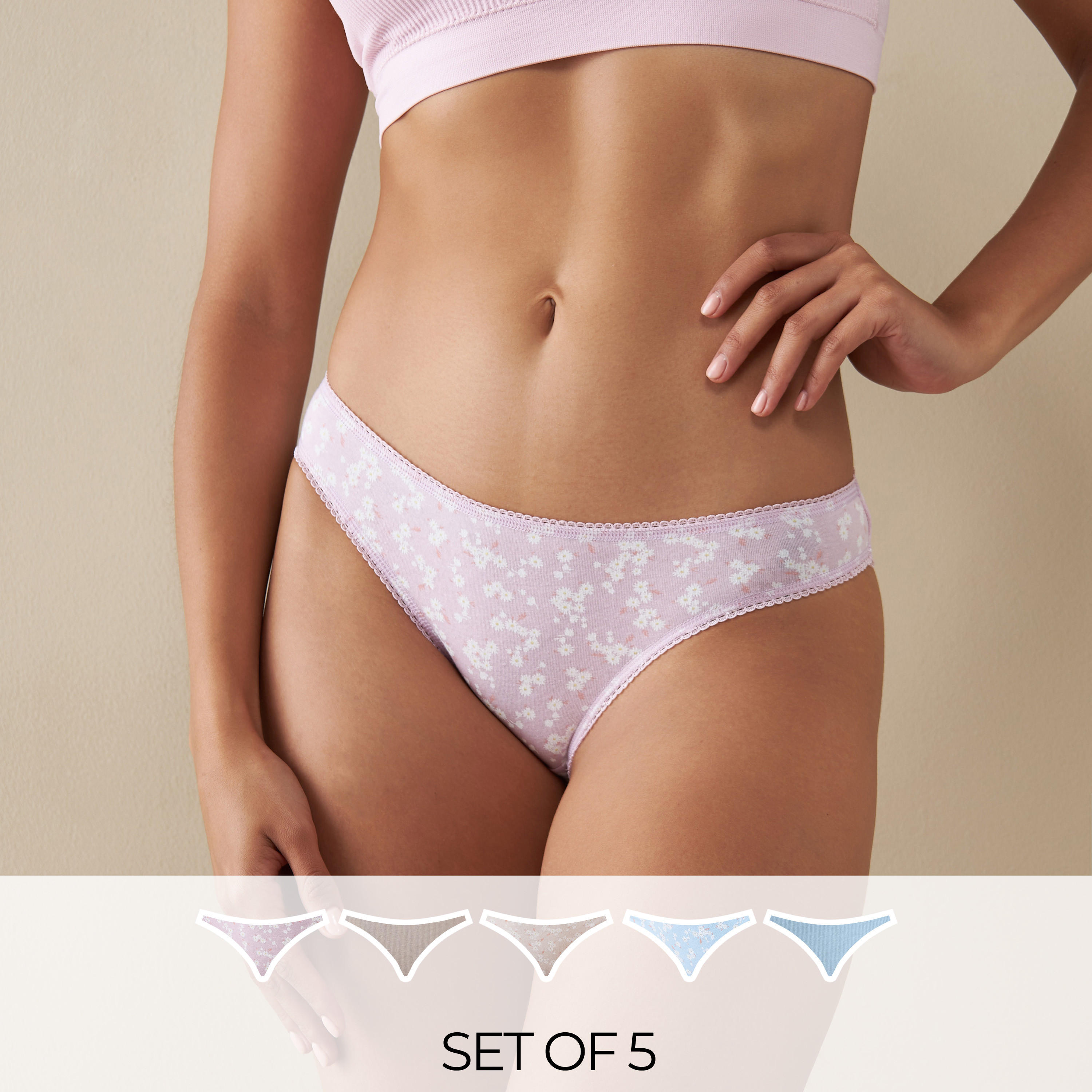 سراويل داخلية بيكيني متنوعة - طقم من 5 قطع-women-clothing-lingerie-panties-image-9