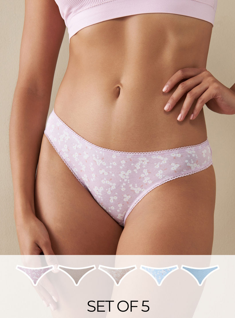 سراويل داخلية بيكيني متنوعة - طقم من 5 قطع-women-clothing-lingerie-panties-image-9