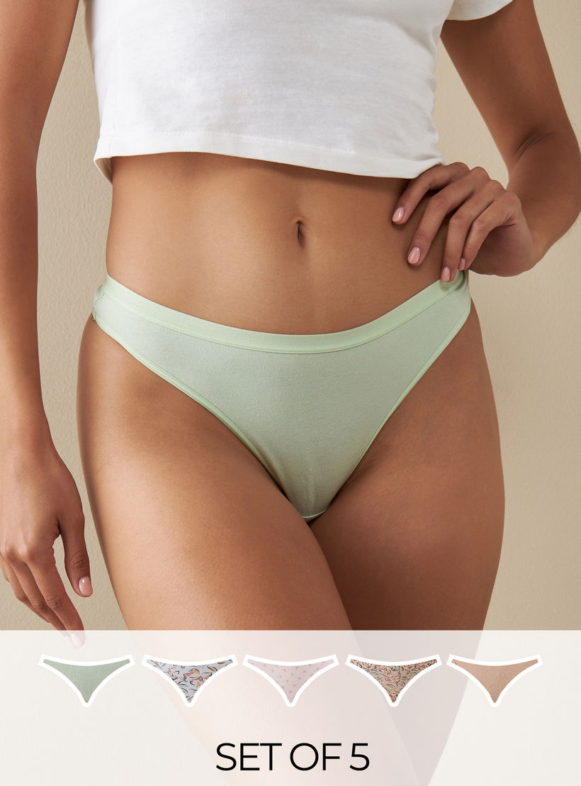 Pack of 5 - Assorted Thongs-women-clothing-lingerie-panties-image-1