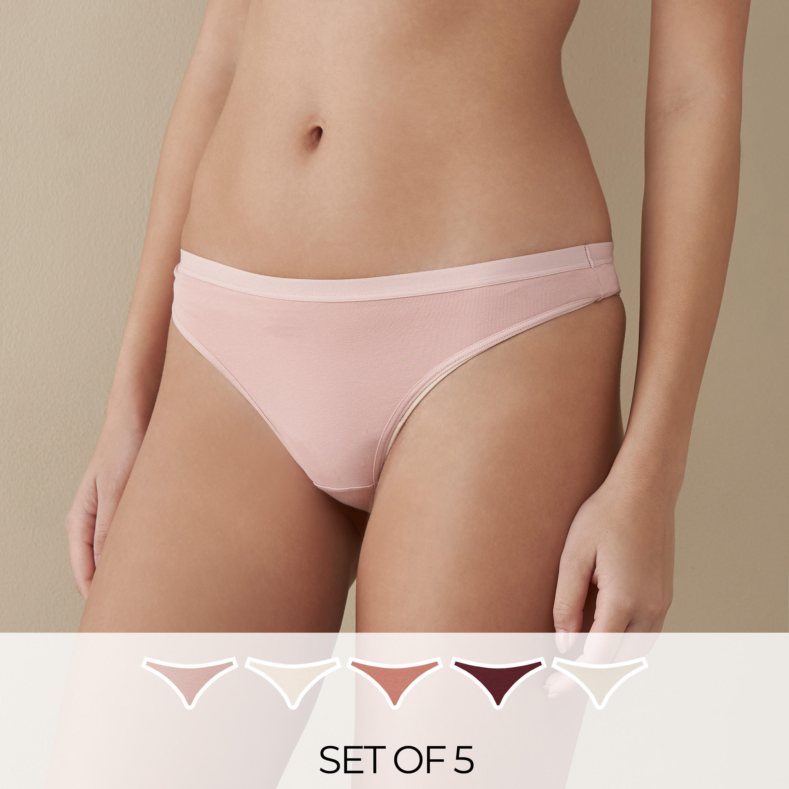 Set of 5 - Solid Thongs-women-clothing-lingerie-panties-image-1