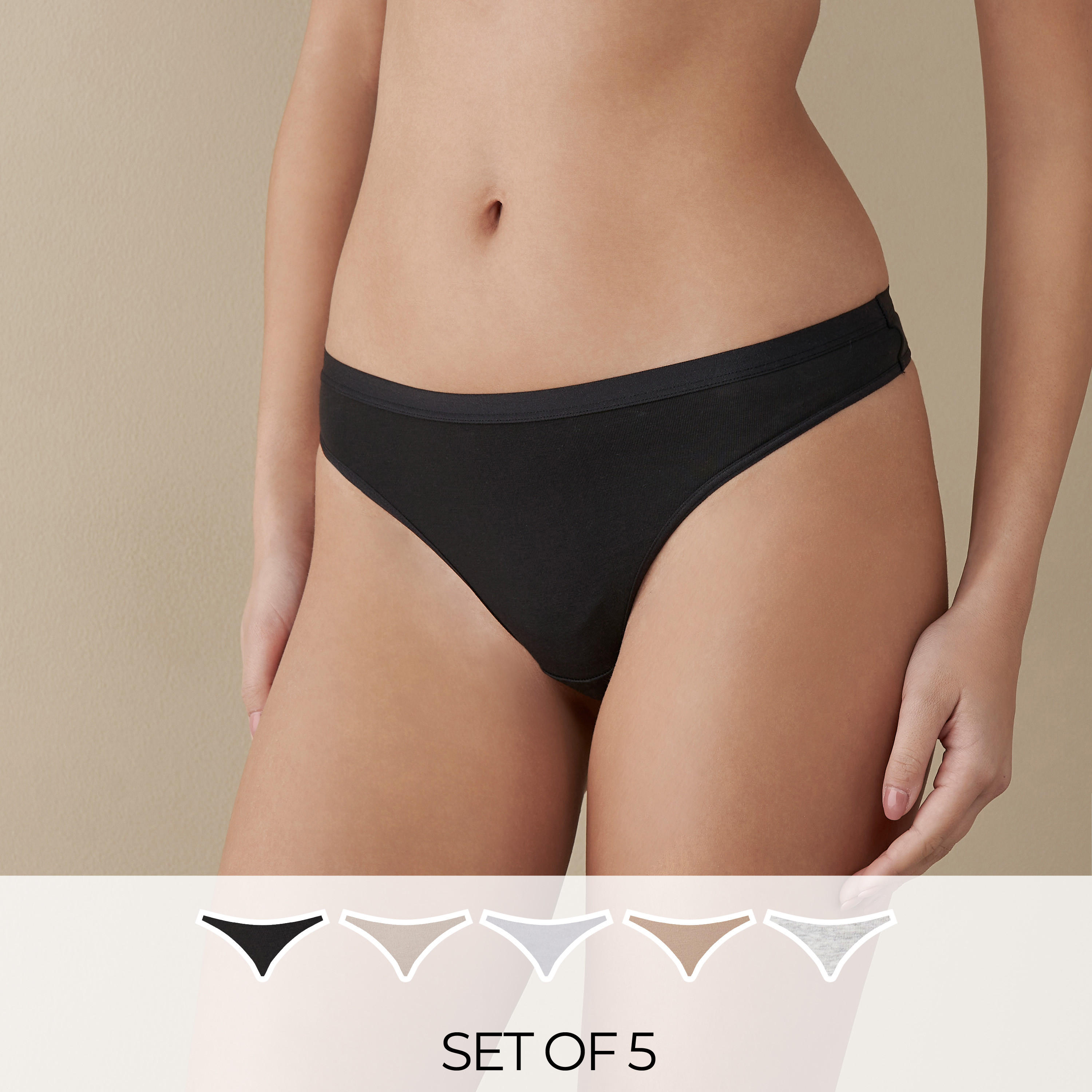 Set of 5 - Solid Thongs-women-clothing-lingerie-panties-image-1