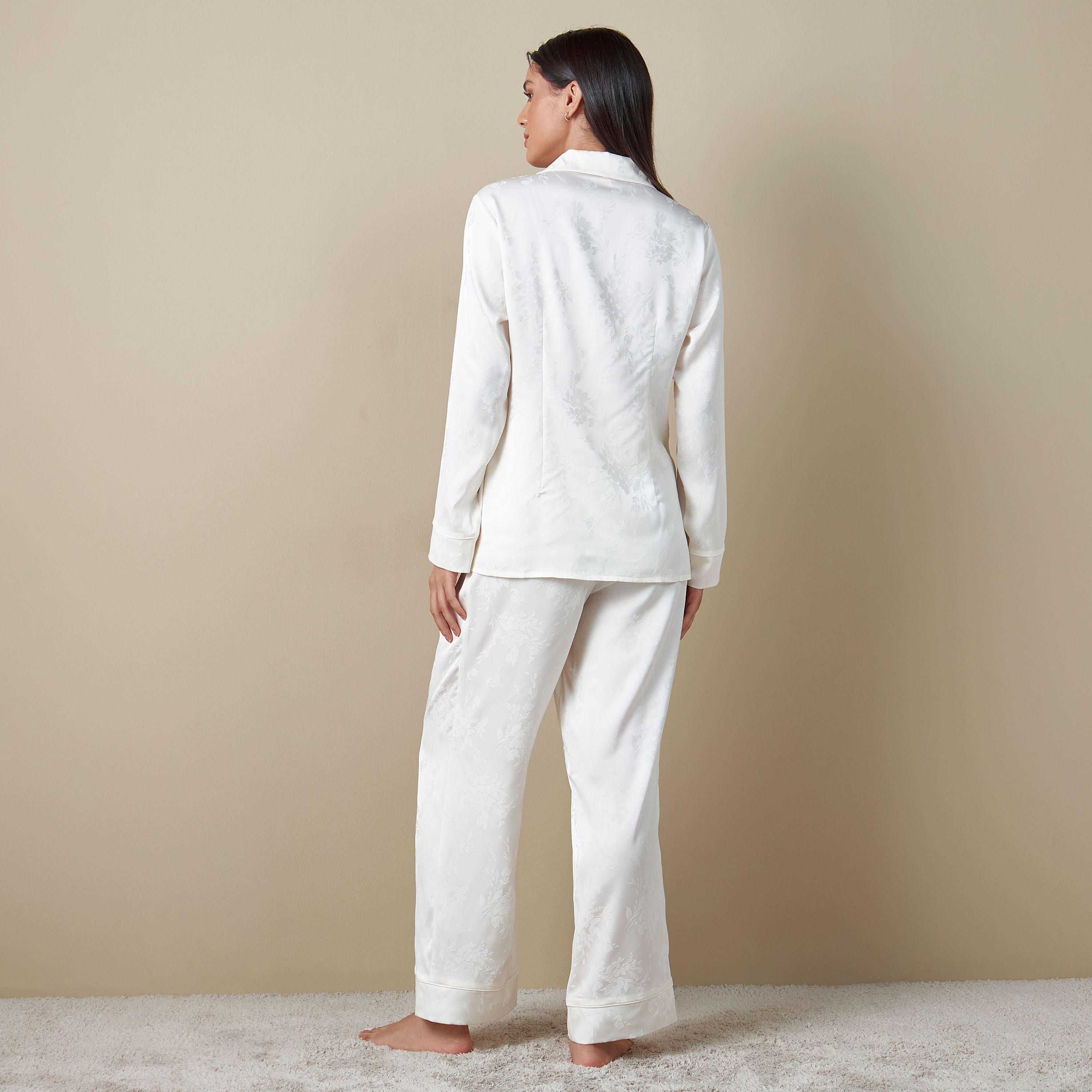 Floral Textured Shirt and Pyjama Set-women-clothing-nightwear-pyjamas-longsets-image-2