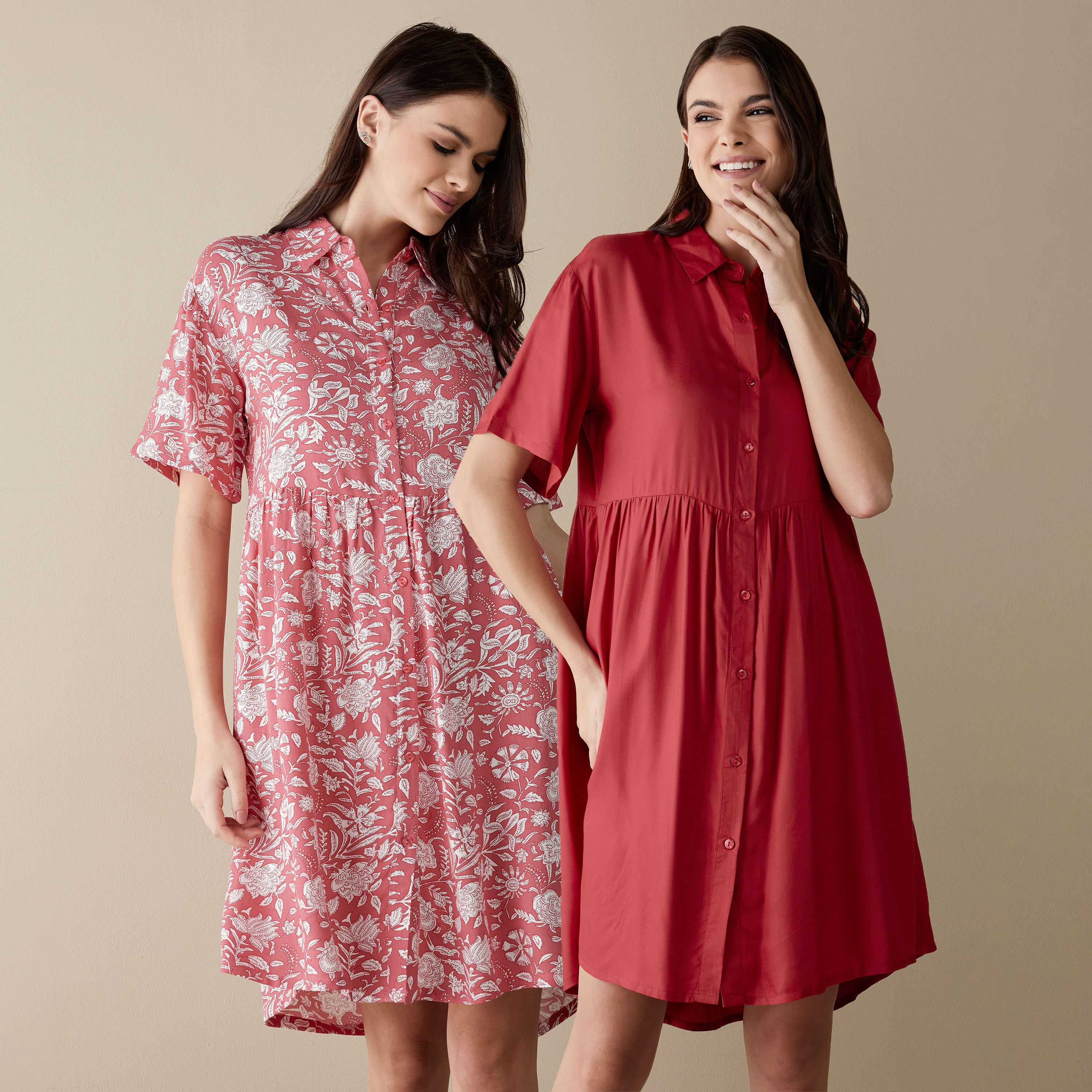 قميص نوم بياقة - طقم قطعتين-women-clothing-nightwear-nighties-image-1